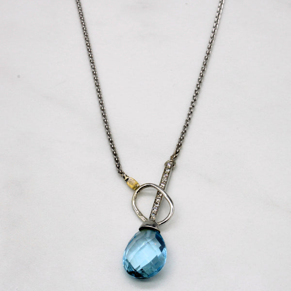Blue Topaz & Diamond Closure Necklace | 7.00ct, 0.22ctw | 20