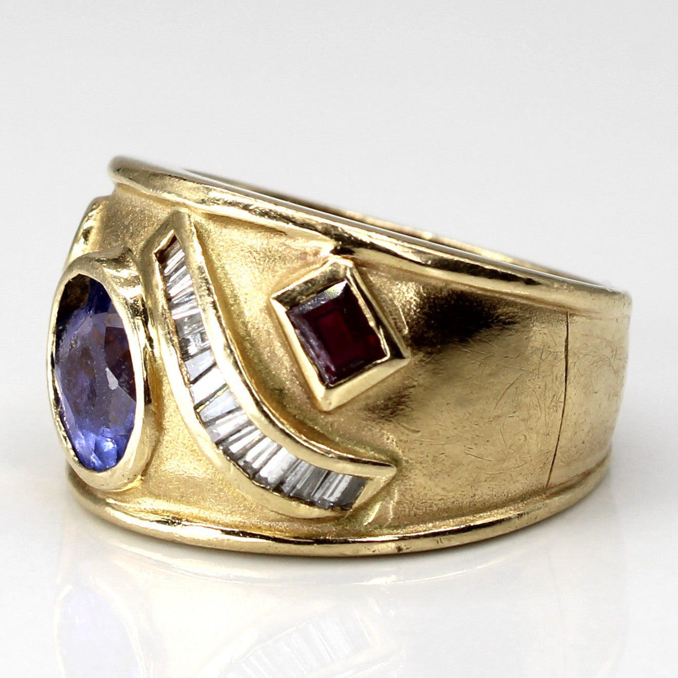 Multi Gemstone Wide Gold Ring | 0.75ct | 0.15ctw | 0.04ctw | SZ 5.5 |