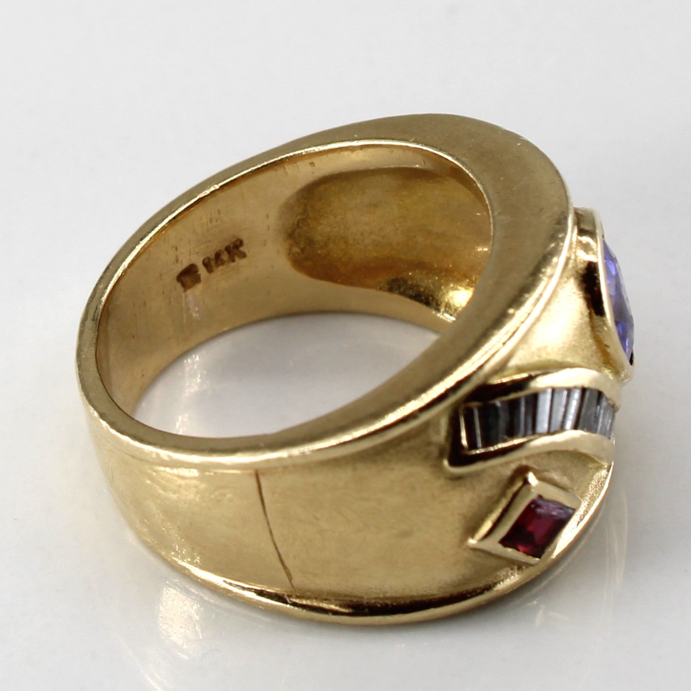 Multi Gemstone Wide Gold Ring | 0.75ct | 0.15ctw | 0.04ctw | SZ 5.5 |