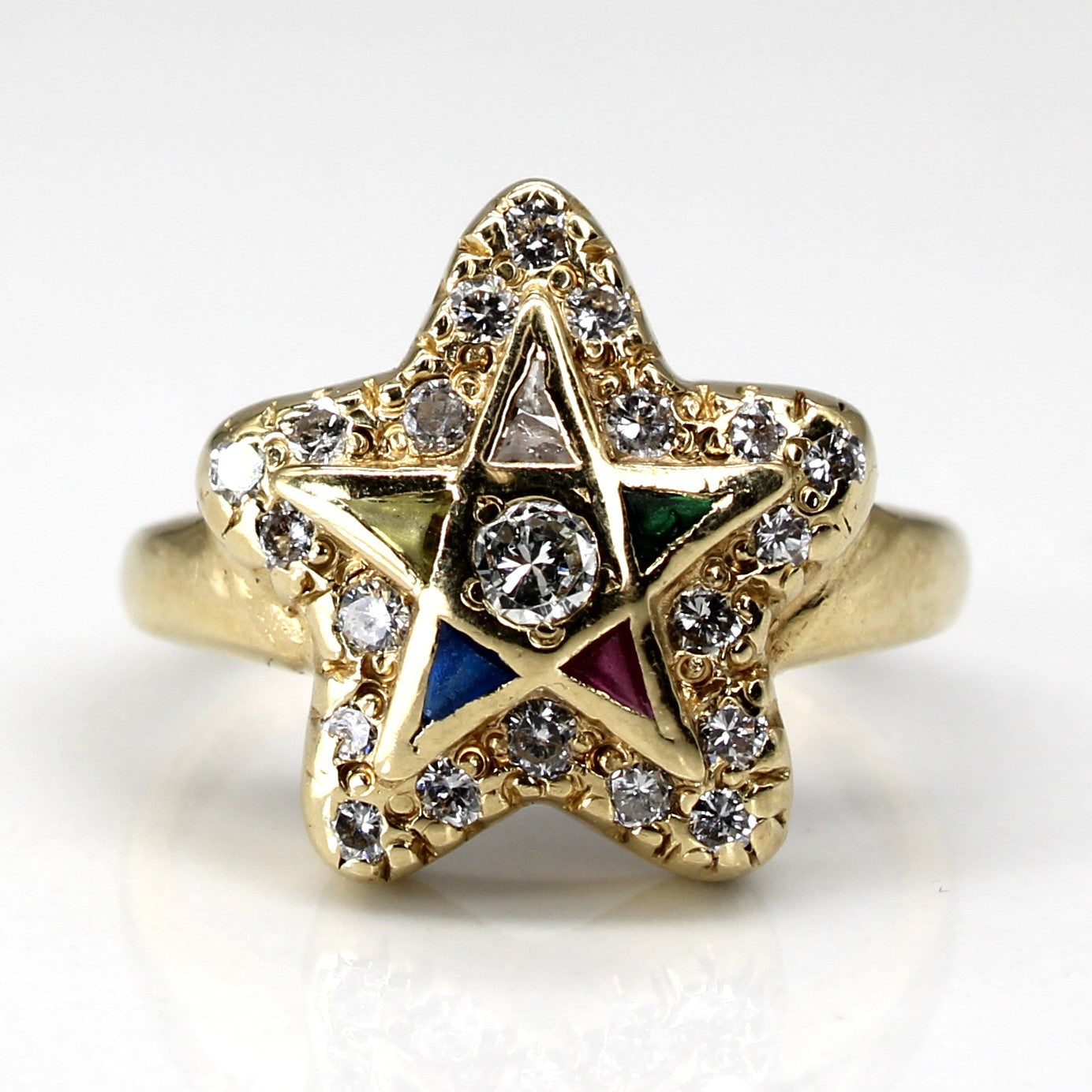 Cluster Set Multi Gemstones Gold Star Ring | 0.48ctw | SZ 6 |