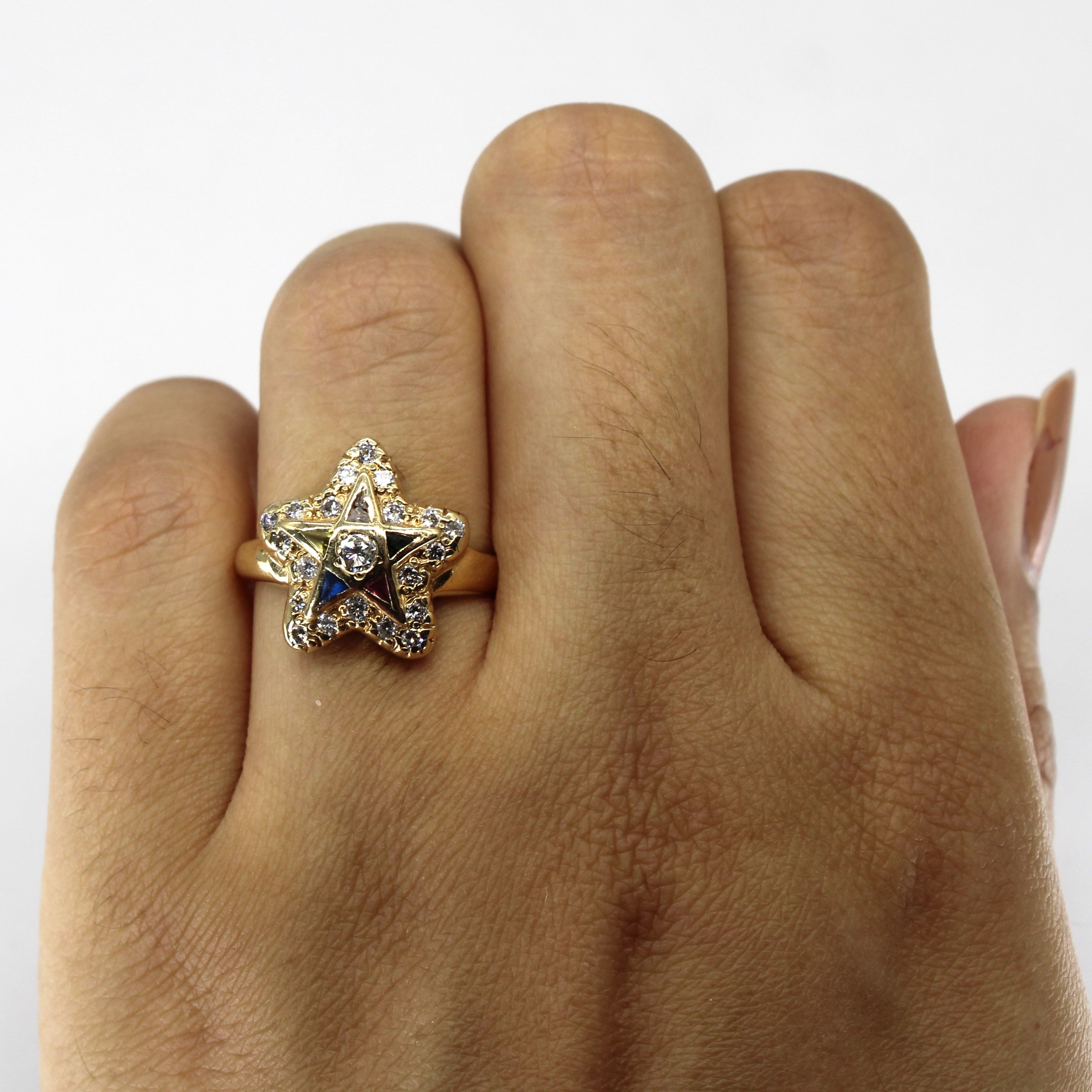 Cluster Set Multi Gemstones Gold Star Ring | 0.48ctw | SZ 6 |
