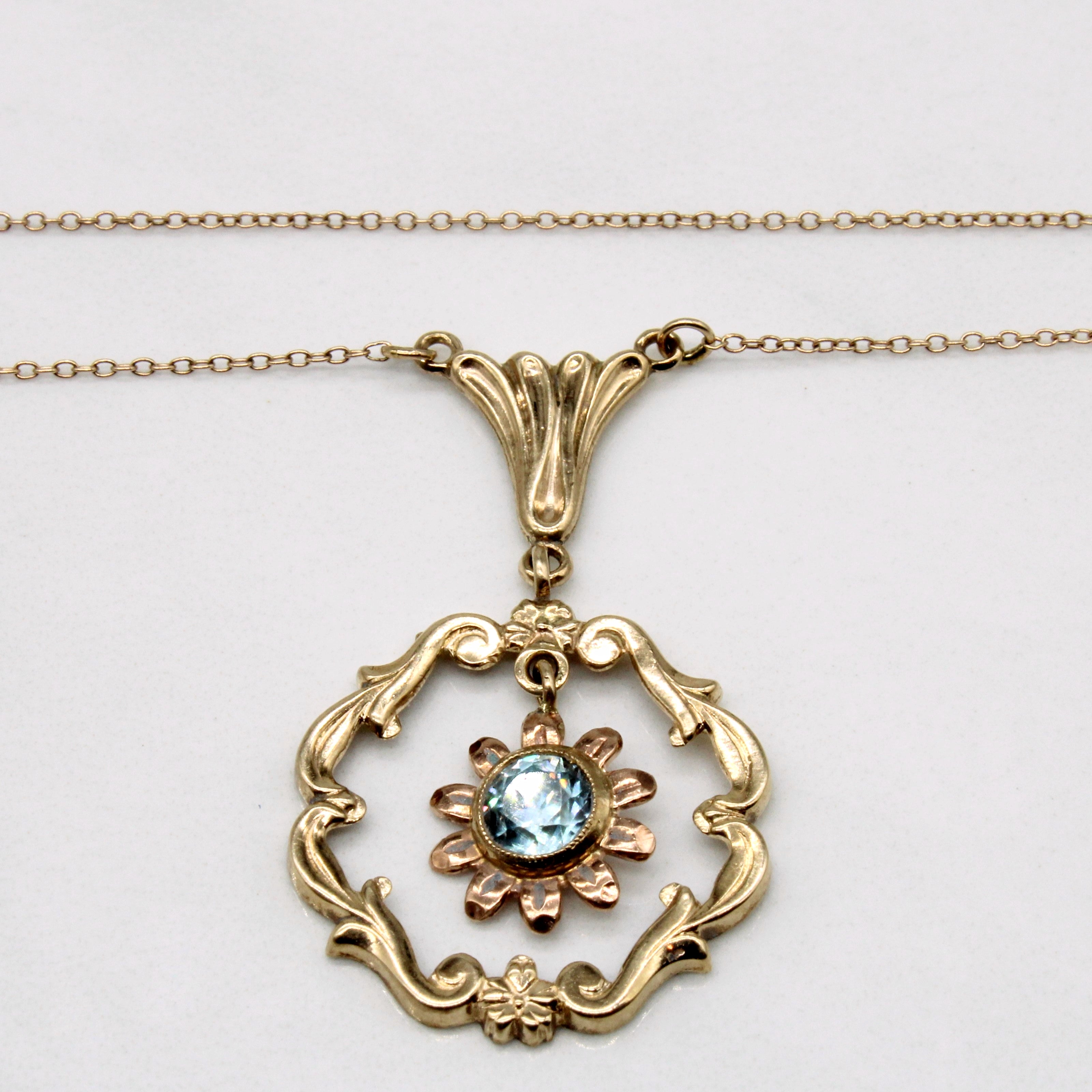 Blue Zircon Pendant 10k Necklace | 0.55ct | 18" |