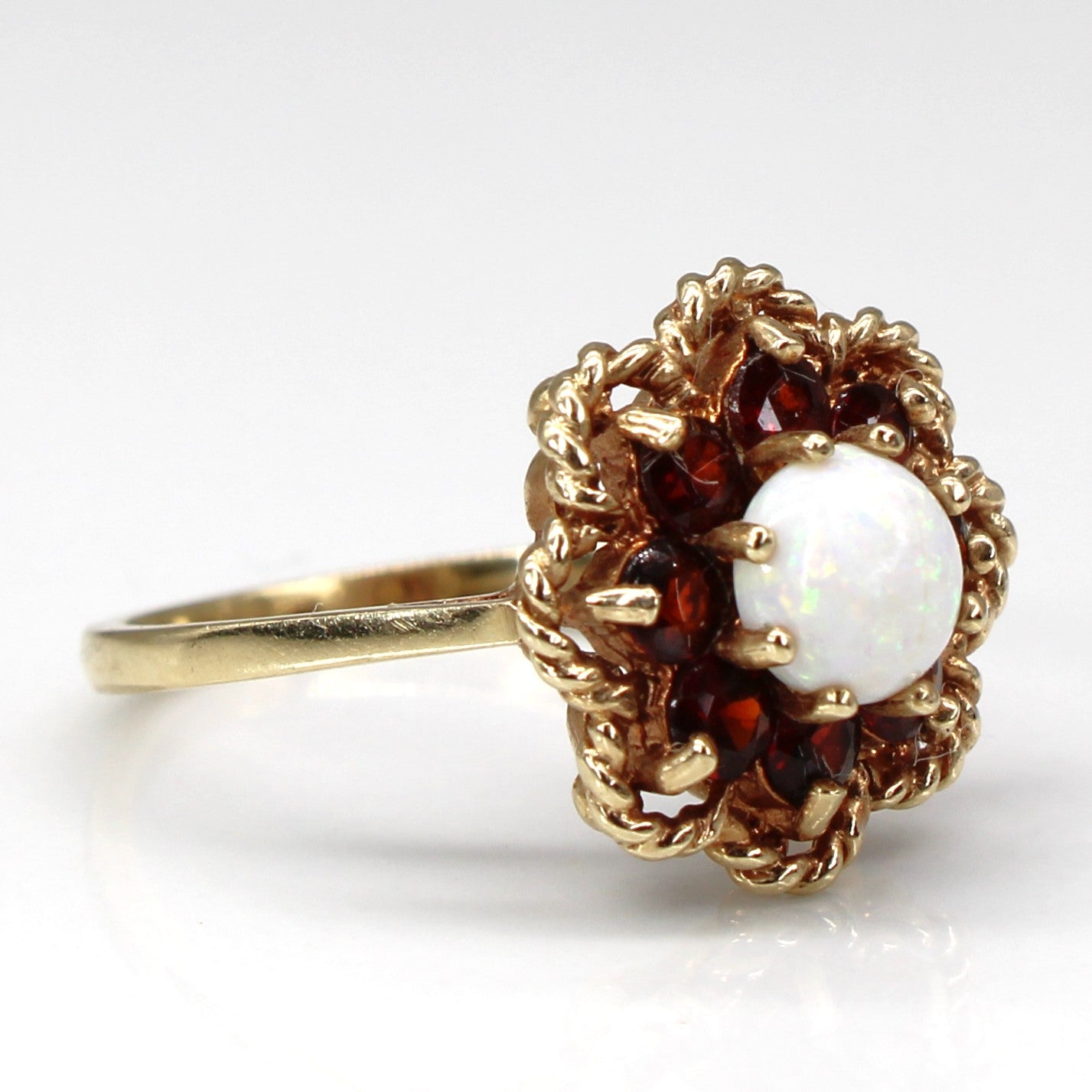 Opal & Garnet Cocktail Ring | 0.58ct | 0.36ctw | SZ 6.75 |