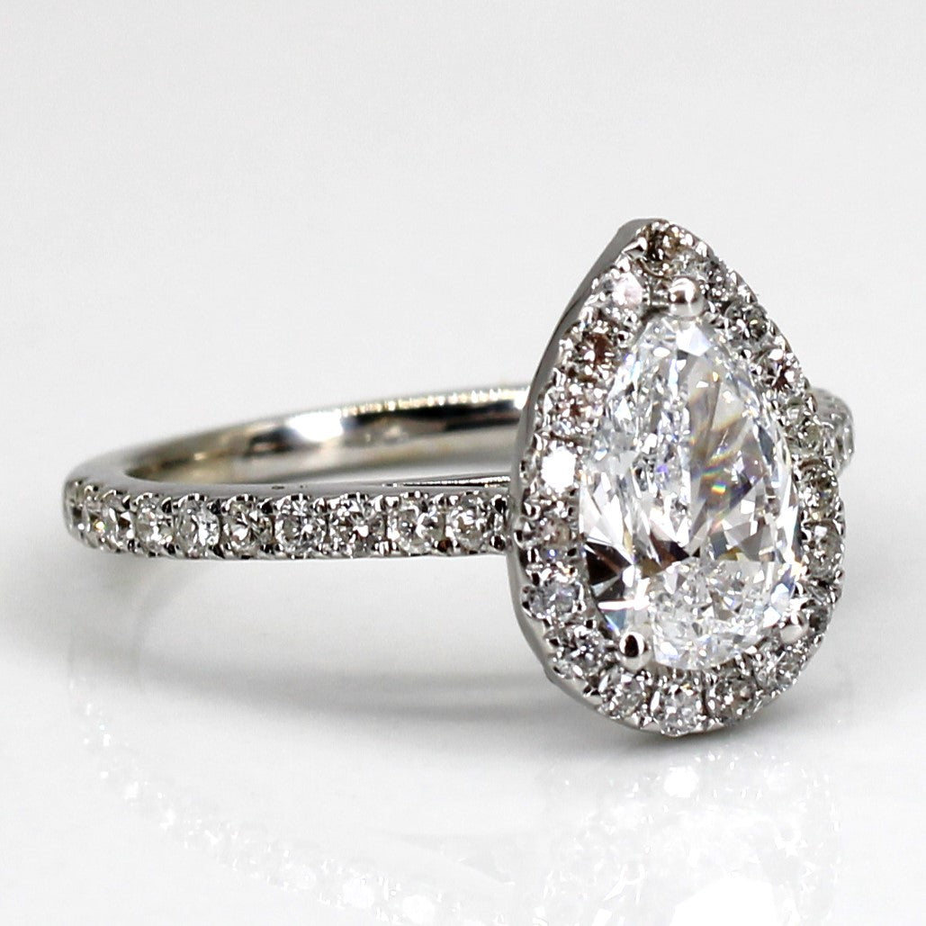 Bague de fiançailles avec diamant poire Halo | 1,31 ct | Taille 4,75 |