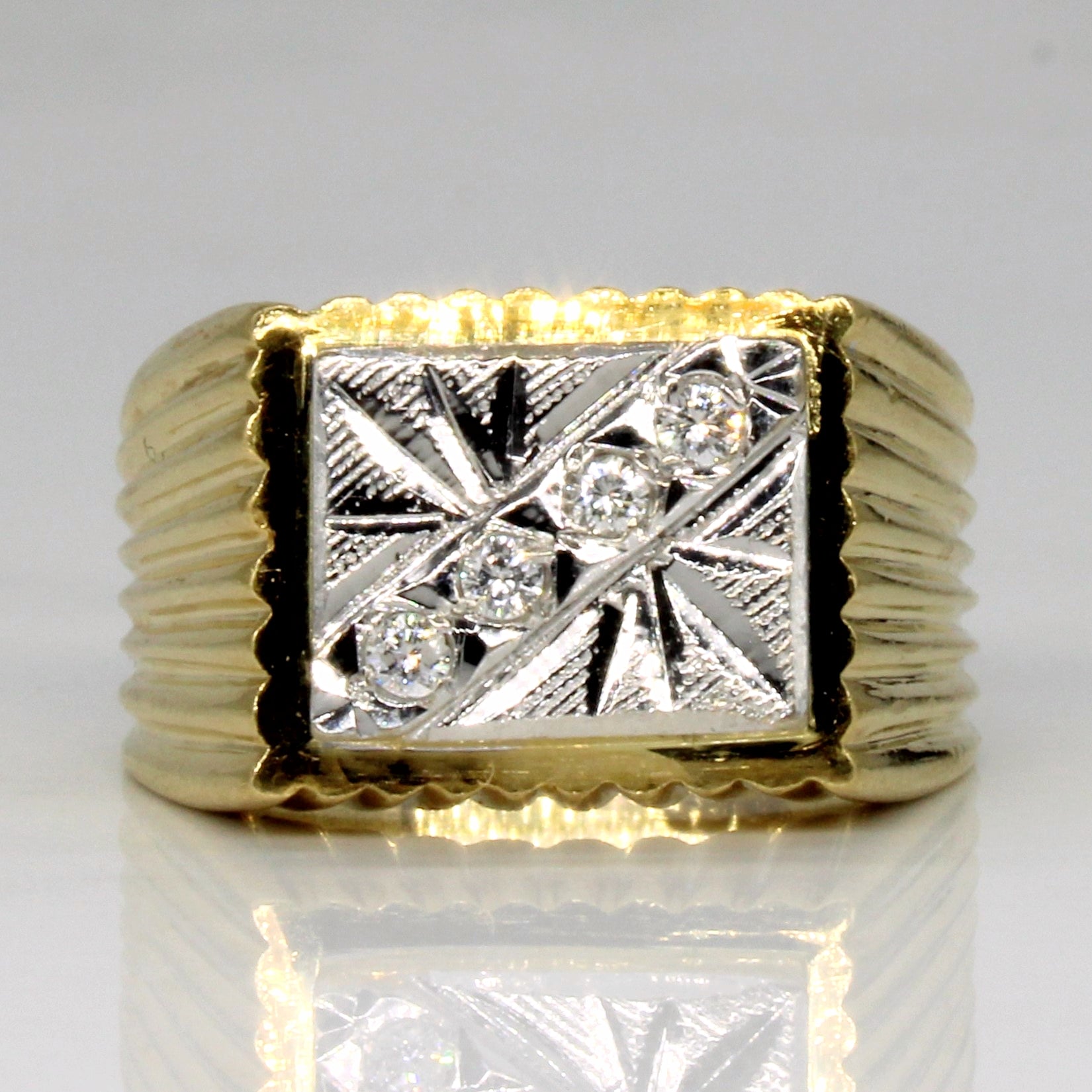 Bague sertie de diamants en diagonale | 0,10 ct | Taille 9 |