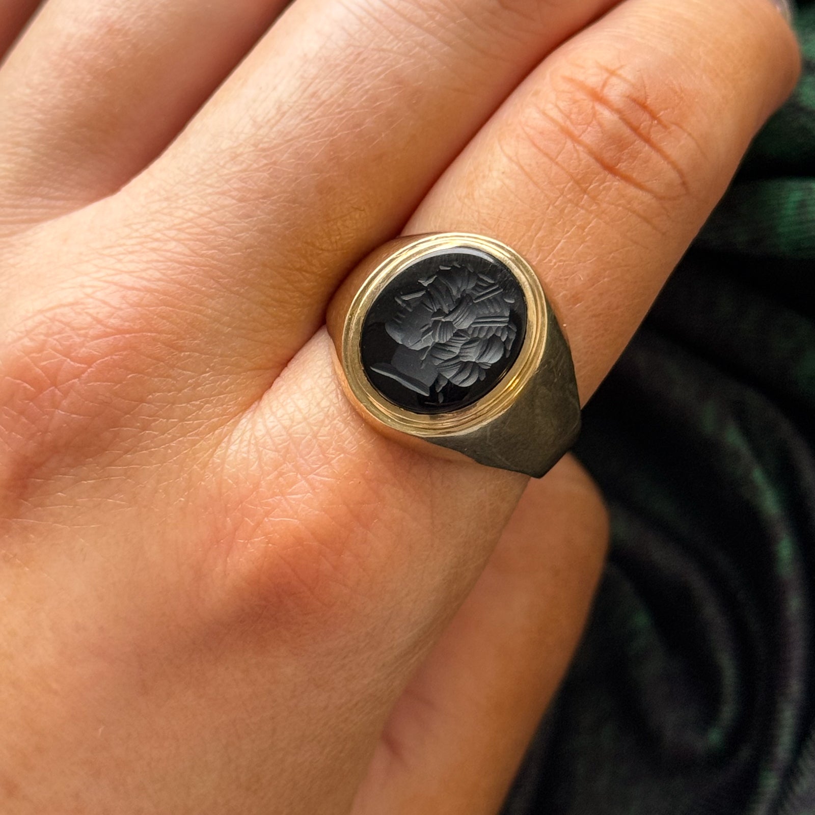 Carved Onyx Signet Ring | 2.5ct | SZ 11 |