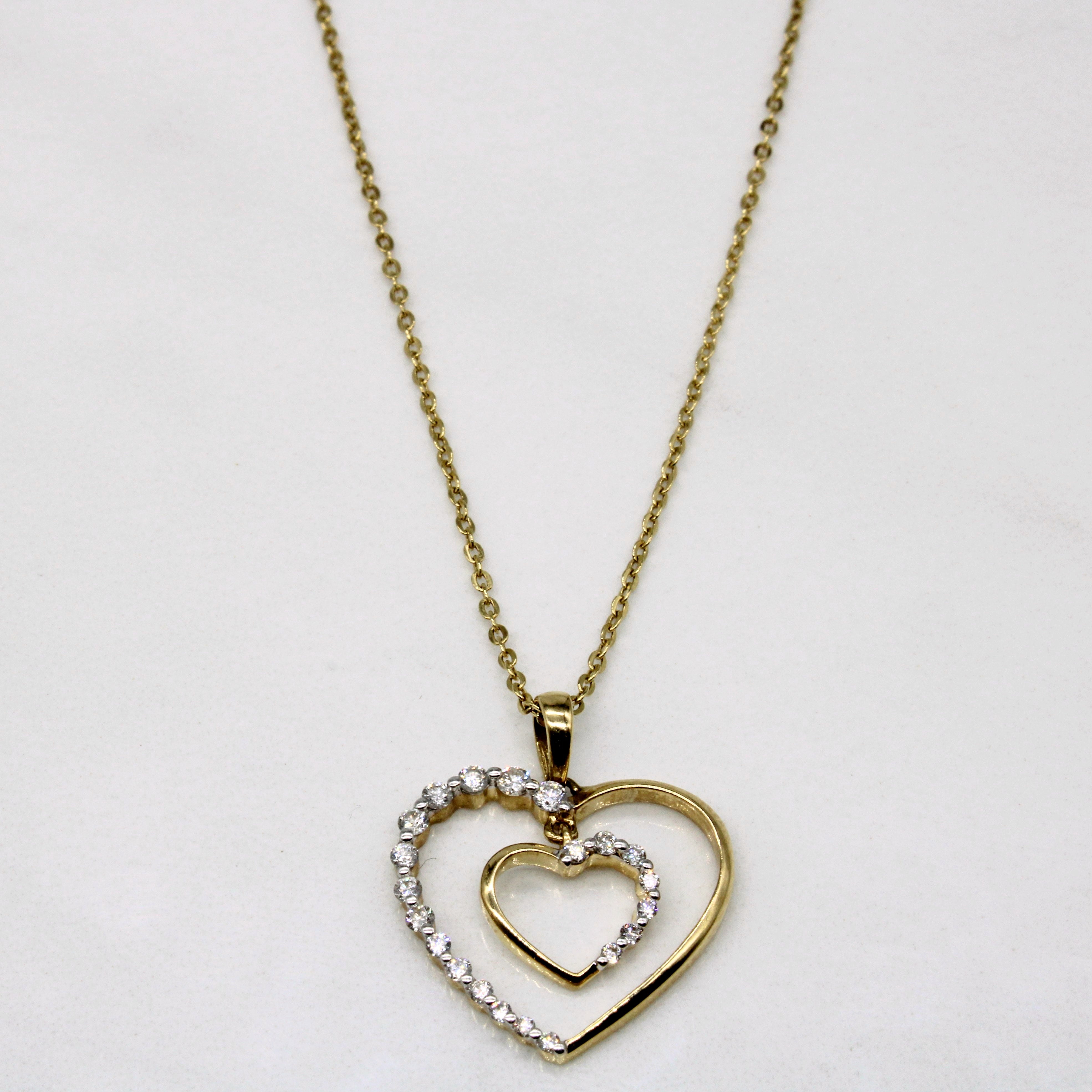 Diamond Heart Pendant & Necklace | 0.15ctw | 17" |
