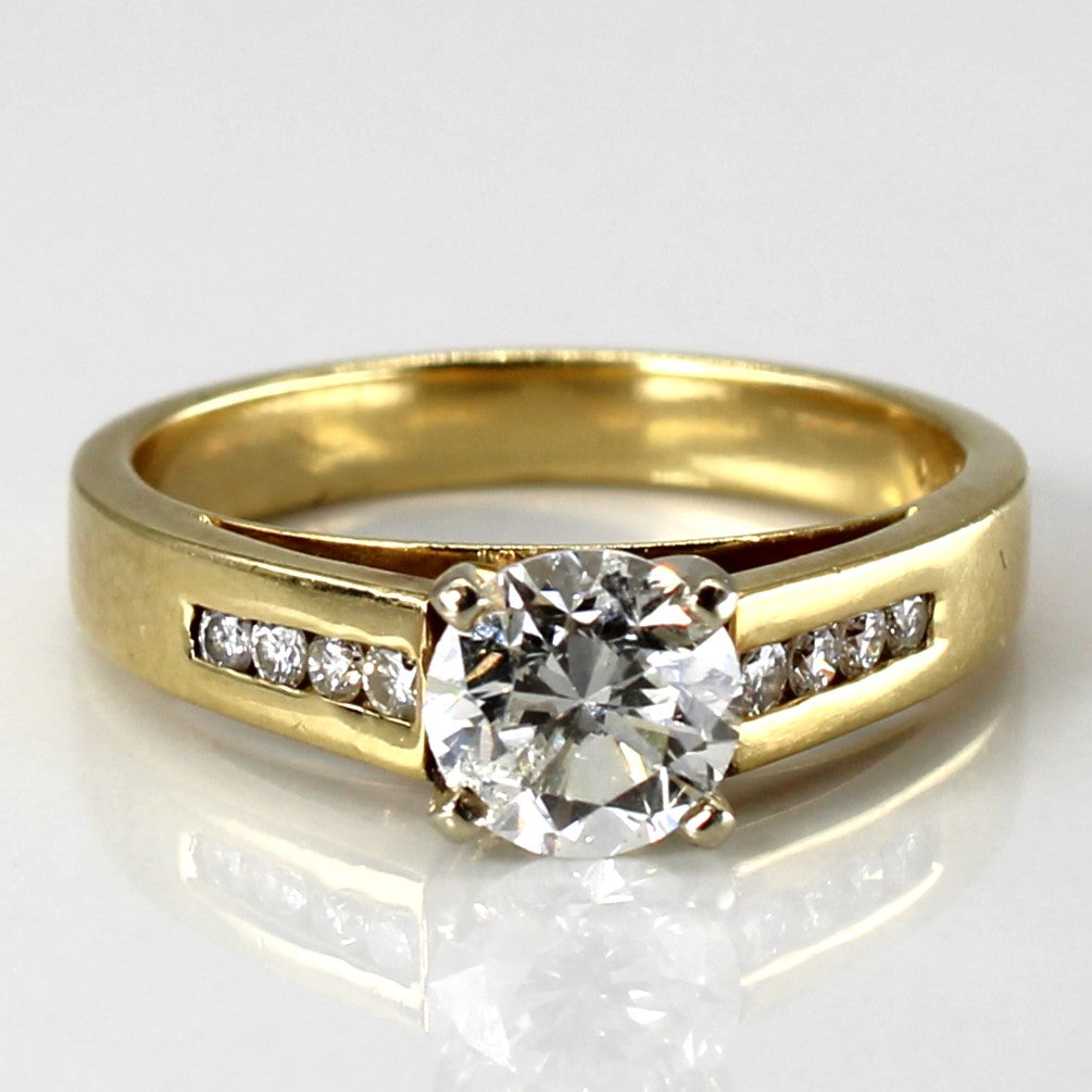 Bague de fiançailles solitaire avec diamants d'accent | 1,13 ct I1 H | Taille 6,75 |