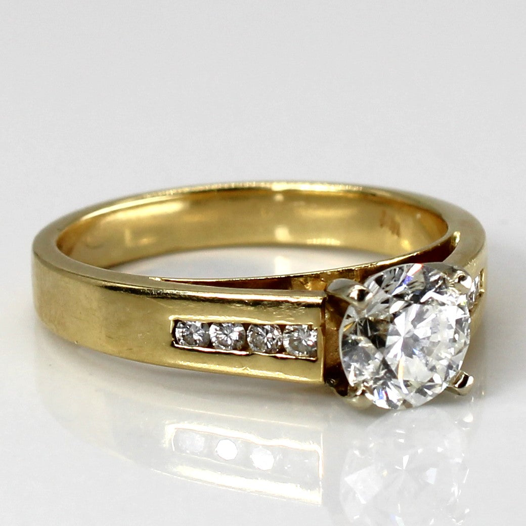Bague de fiançailles solitaire avec diamants d'accent | 1,13 ct I1 H | Taille 6,75 |