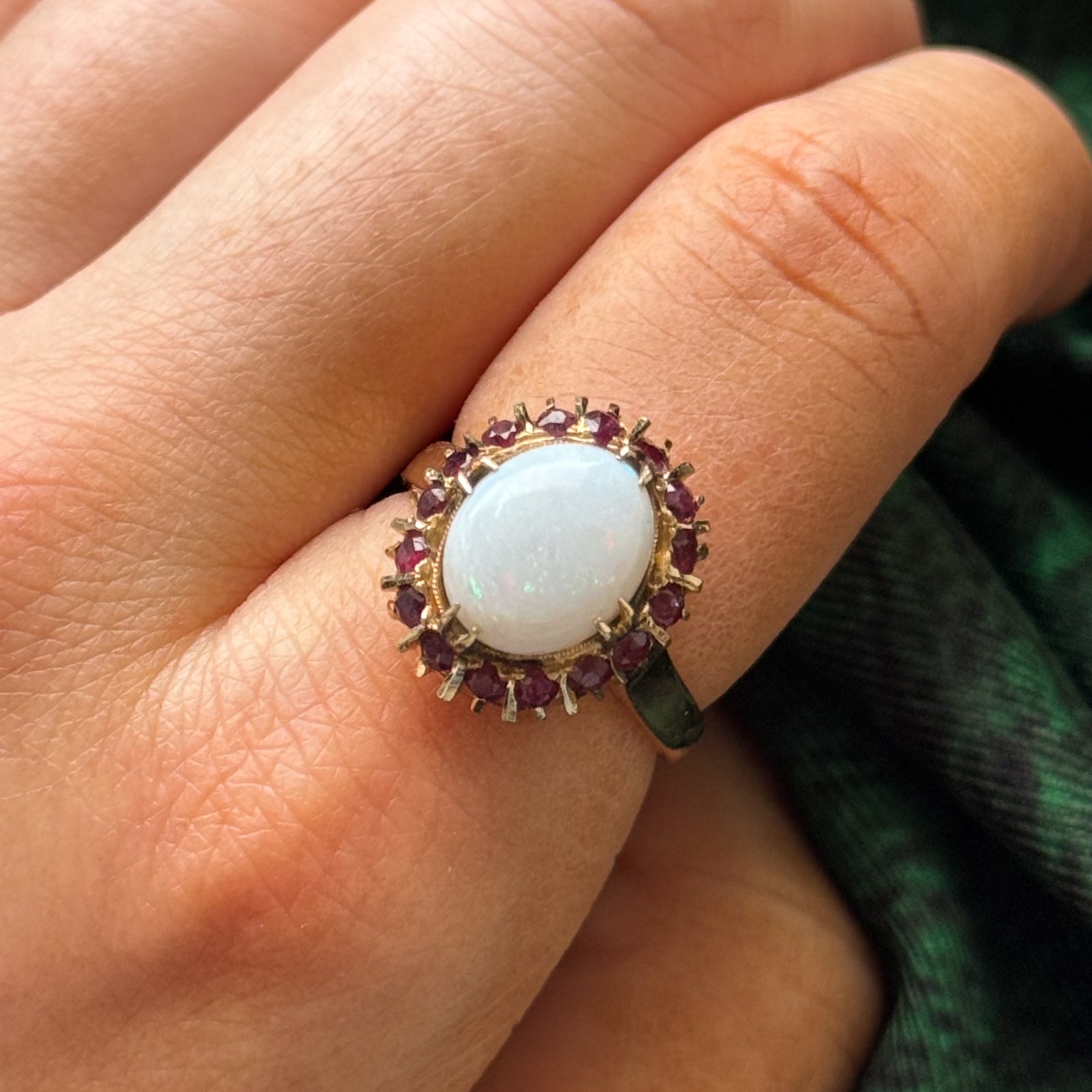 Opal & Ruby Halo Ring | 2.50ct, 0.28ctw | SZ 7.25 |