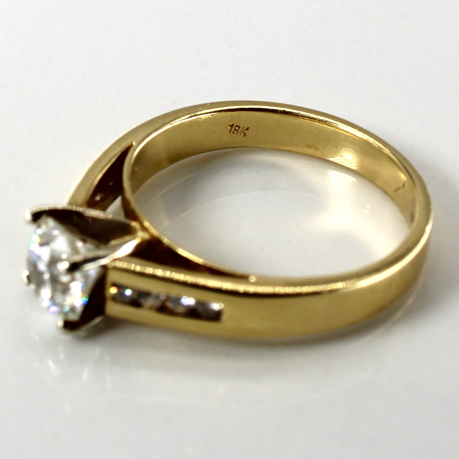 Bague de fiançailles solitaire avec diamants d'accent | 1,13 ct I1 H | Taille 6,75 |