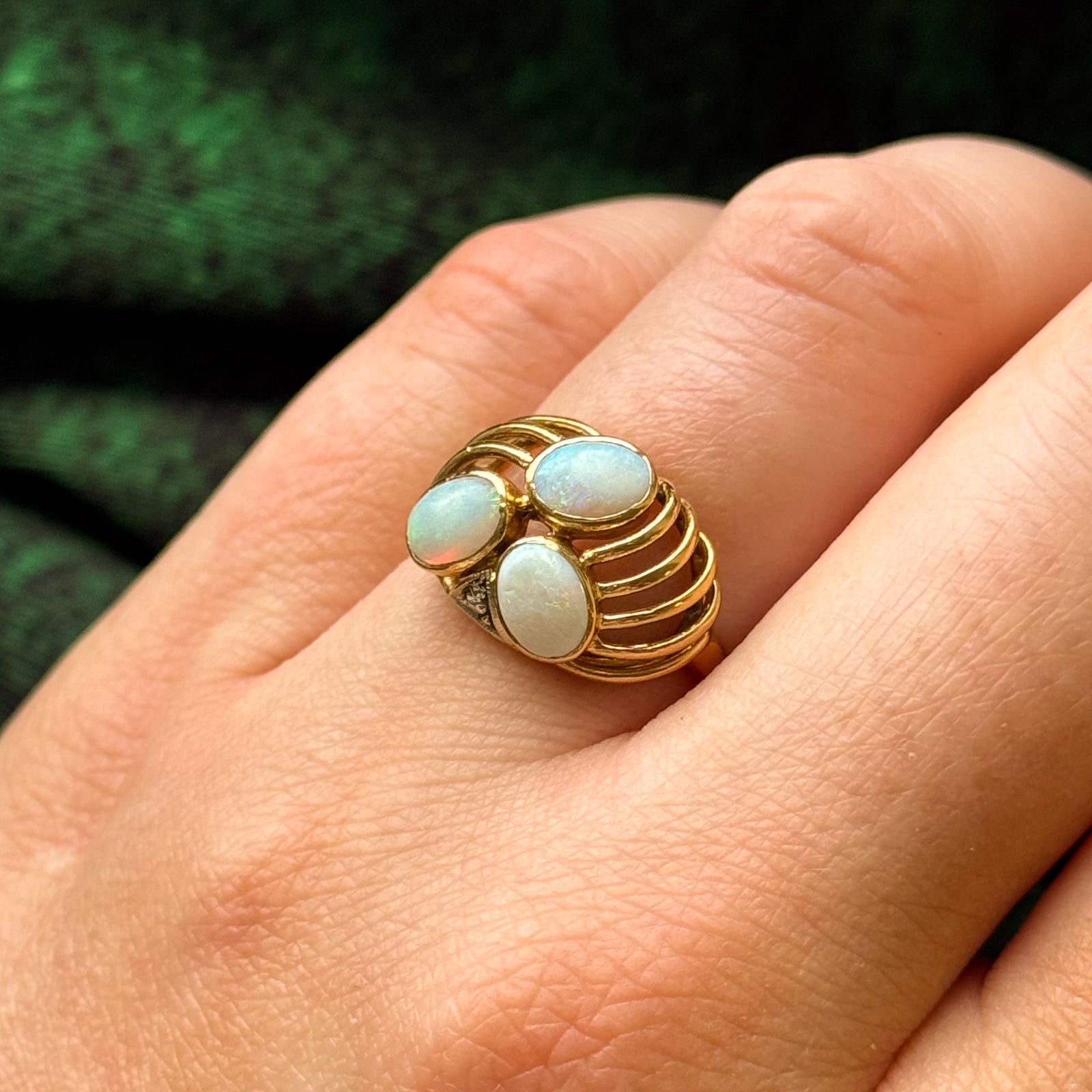 Three Stone Opal Dome Ring | 1.00ctw | SZ 4.75 |