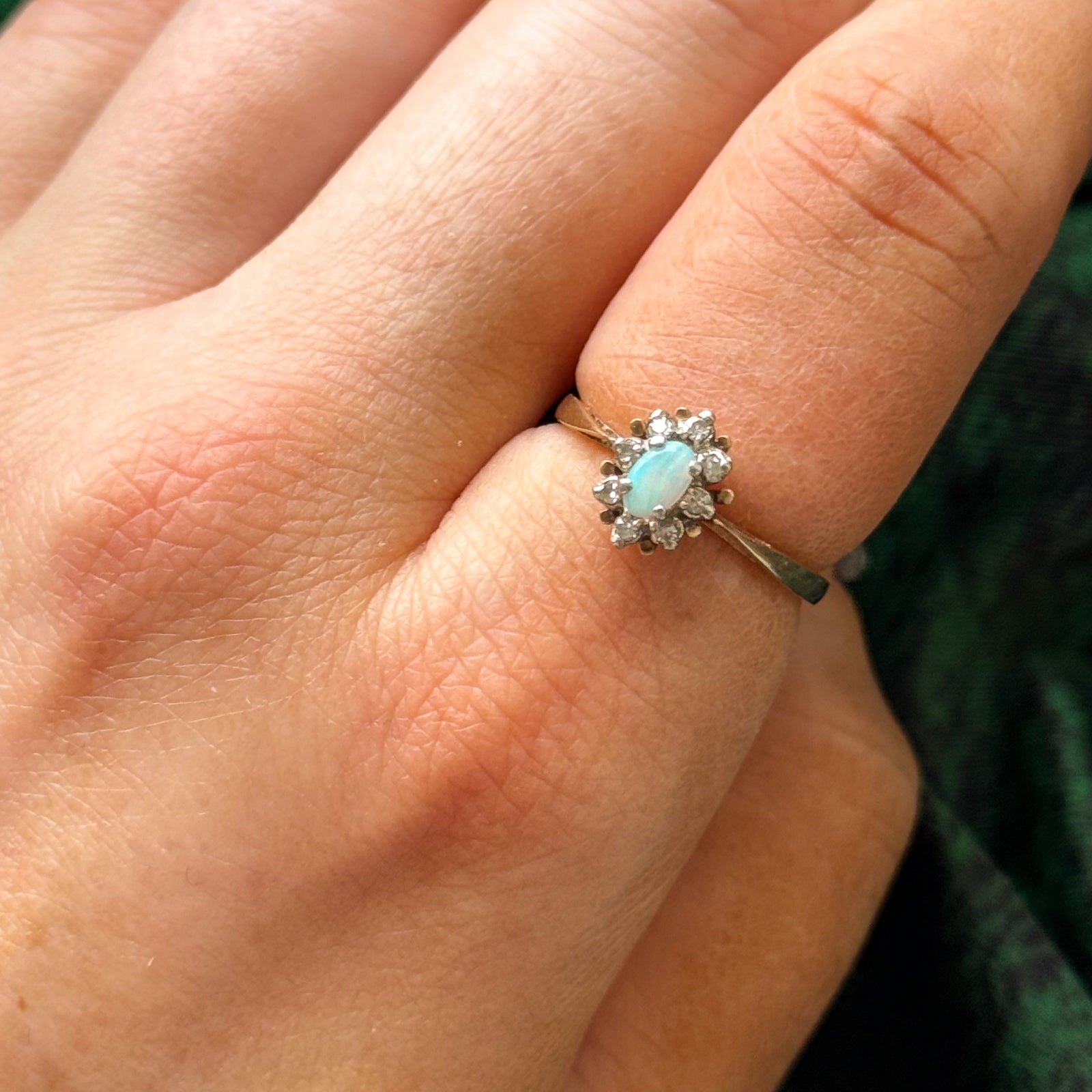 High Set Opal & Sapphire Ring | 0.13ct, 0.08ct | SZ 6.25 |