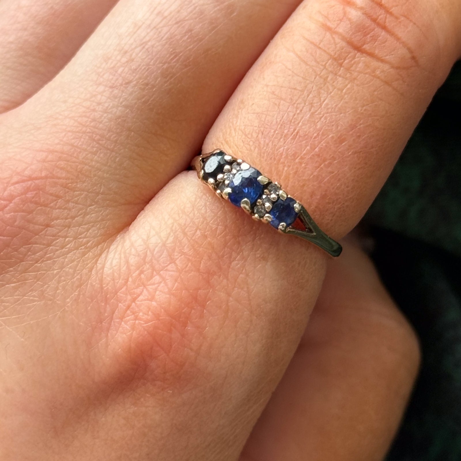 Natural & Synthetic Sapphire & Diamond Ring | 0.65ctw, 0.03ctw | SZ 7.5 |
