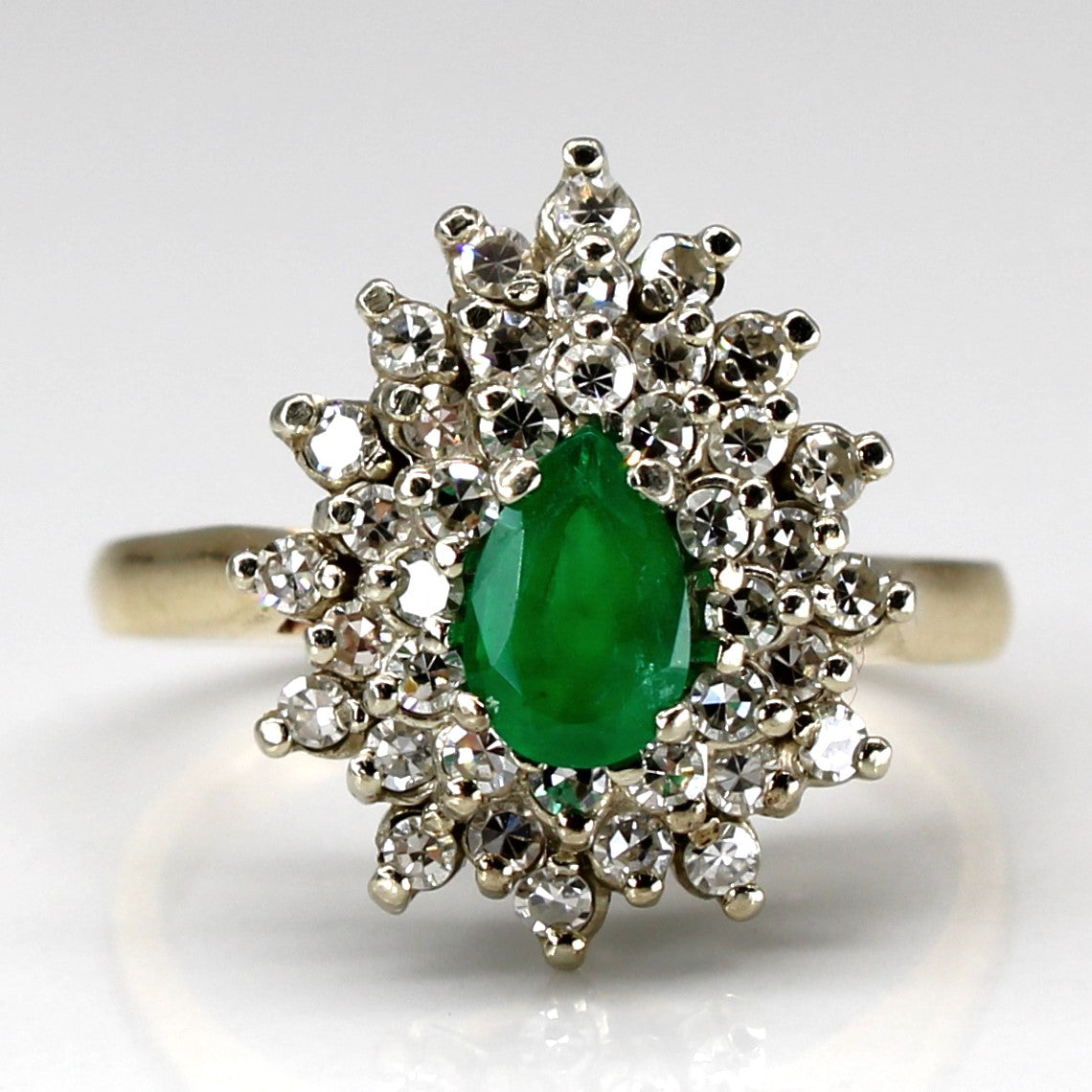 Cluster Diamond & Emerald Cocktail Ring | 0.60ctw | 0.38ct | SZ 7.5 |