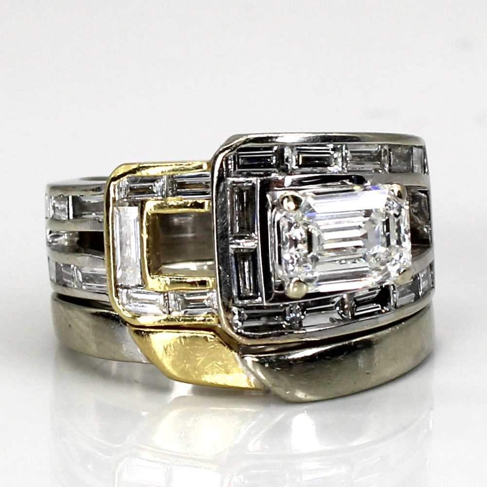 Bague de fiançailles texturée en émeraude et diamants | 1,75 ct VVS2 F | Taille 5,5 |