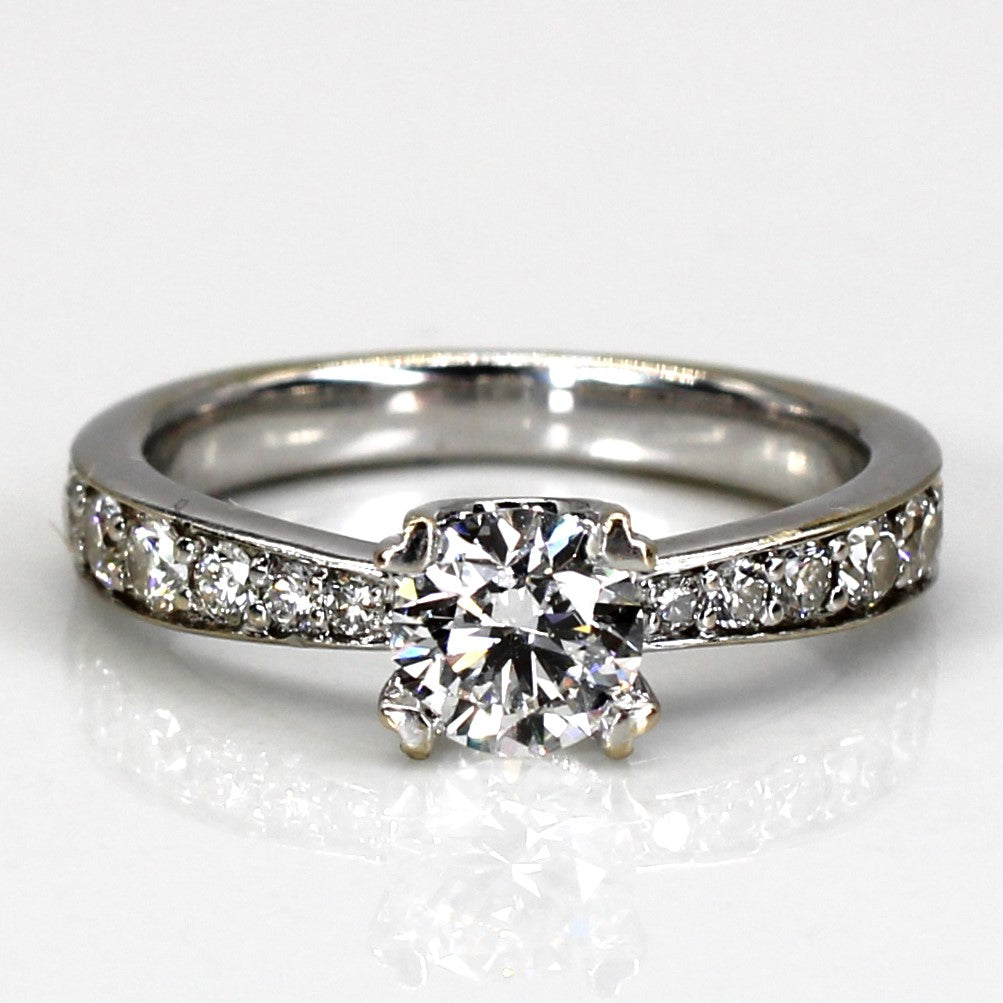 Solitaire with Accents Diamond Ring | 0.93ctw VVS2 F | SZ 4.75 |