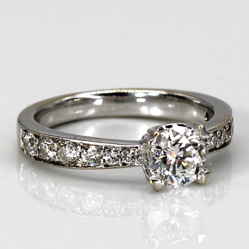 Solitaire with Accents Diamond Ring | 0.93ctw VVS2 F | SZ 4.75 |