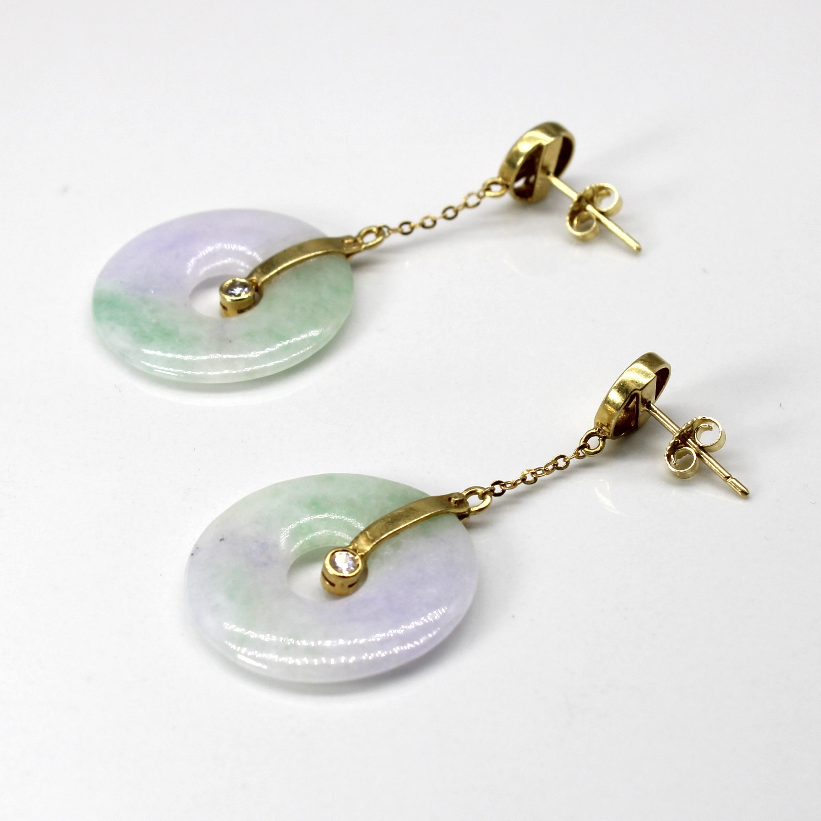 Lavender Jade & Diamond Dangle Earrings | 20.00ctw | 0.06ctw |