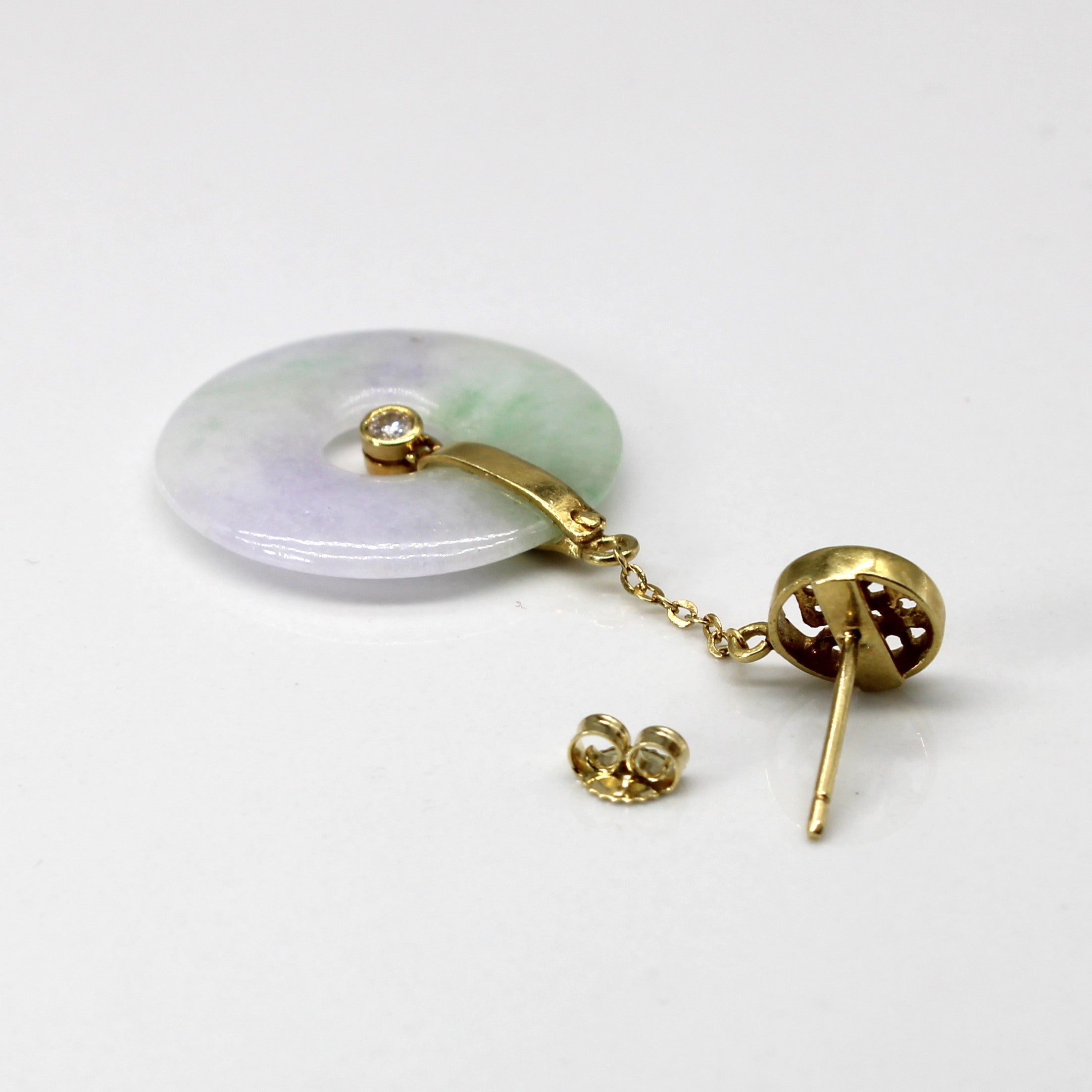 Lavender Jade & Diamond Dangle Earrings | 20.00ctw | 0.06ctw |