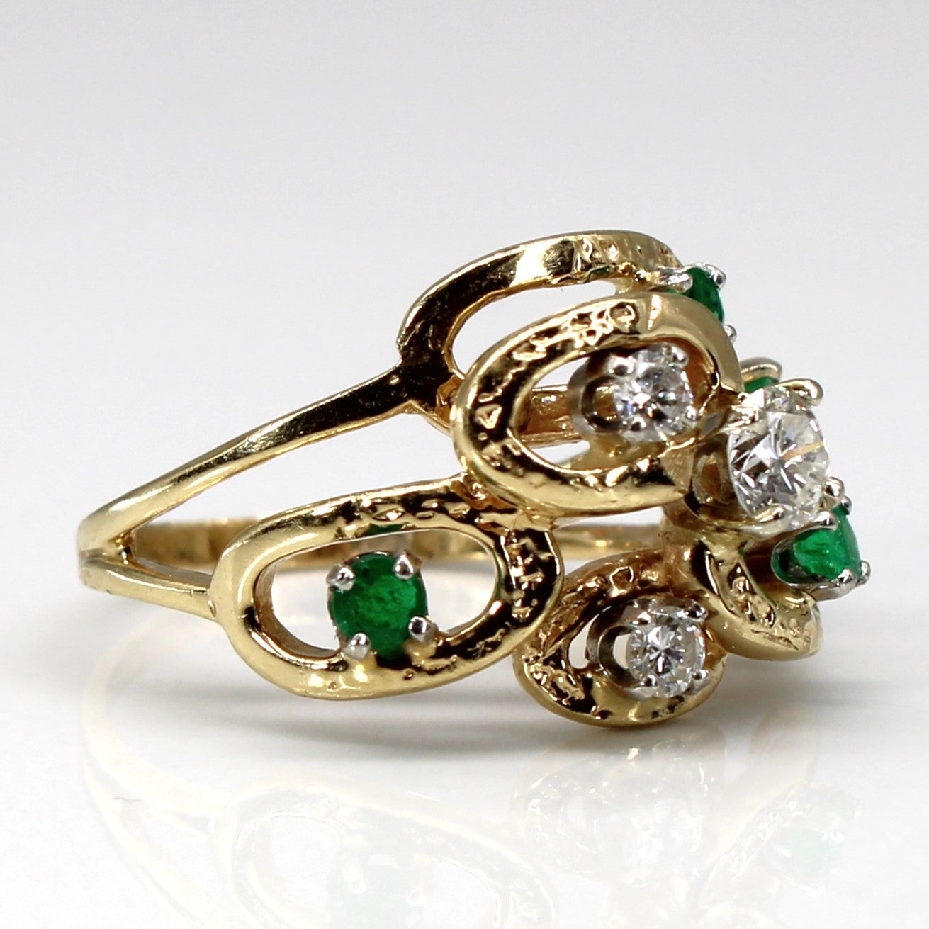 Textured Diamond & Emerald Ring | 0.40ctw | 0.20ctw | SZ 6 |