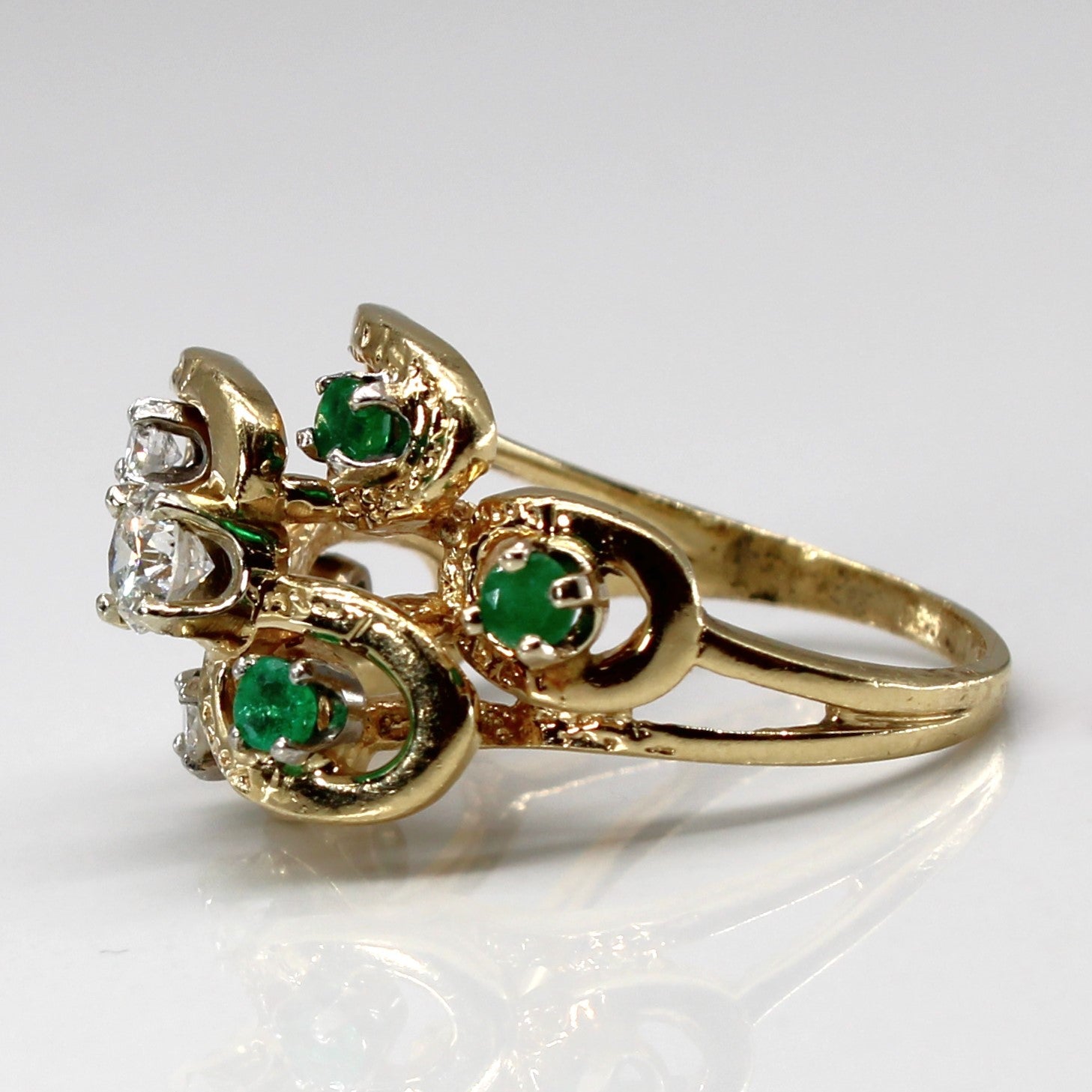 Textured Diamond & Emerald Ring | 0.40ctw | 0.20ctw | SZ 6 |