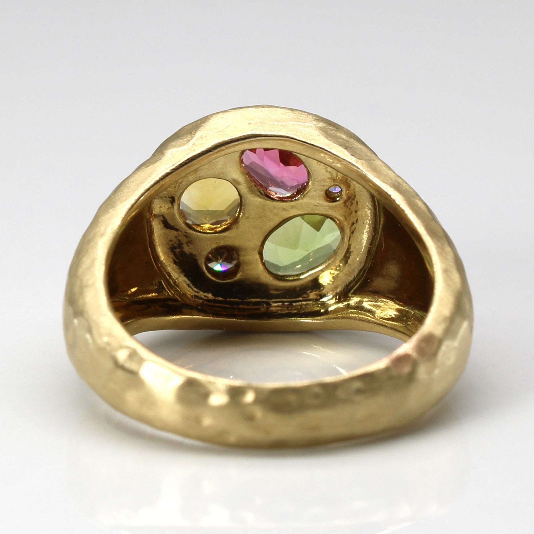 14K Multi Gemstone Cluster Signet Ring | SZ 7.75 |