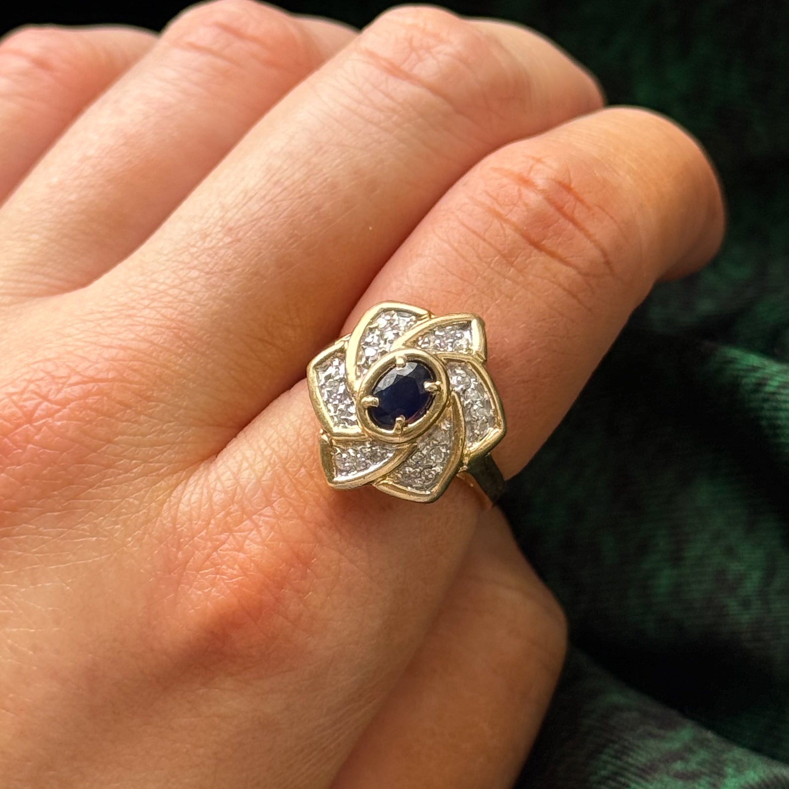 Sapphire & Diamond Cocktail Ring | 0.38ct, 0.12ctw | SZ 7.25 |