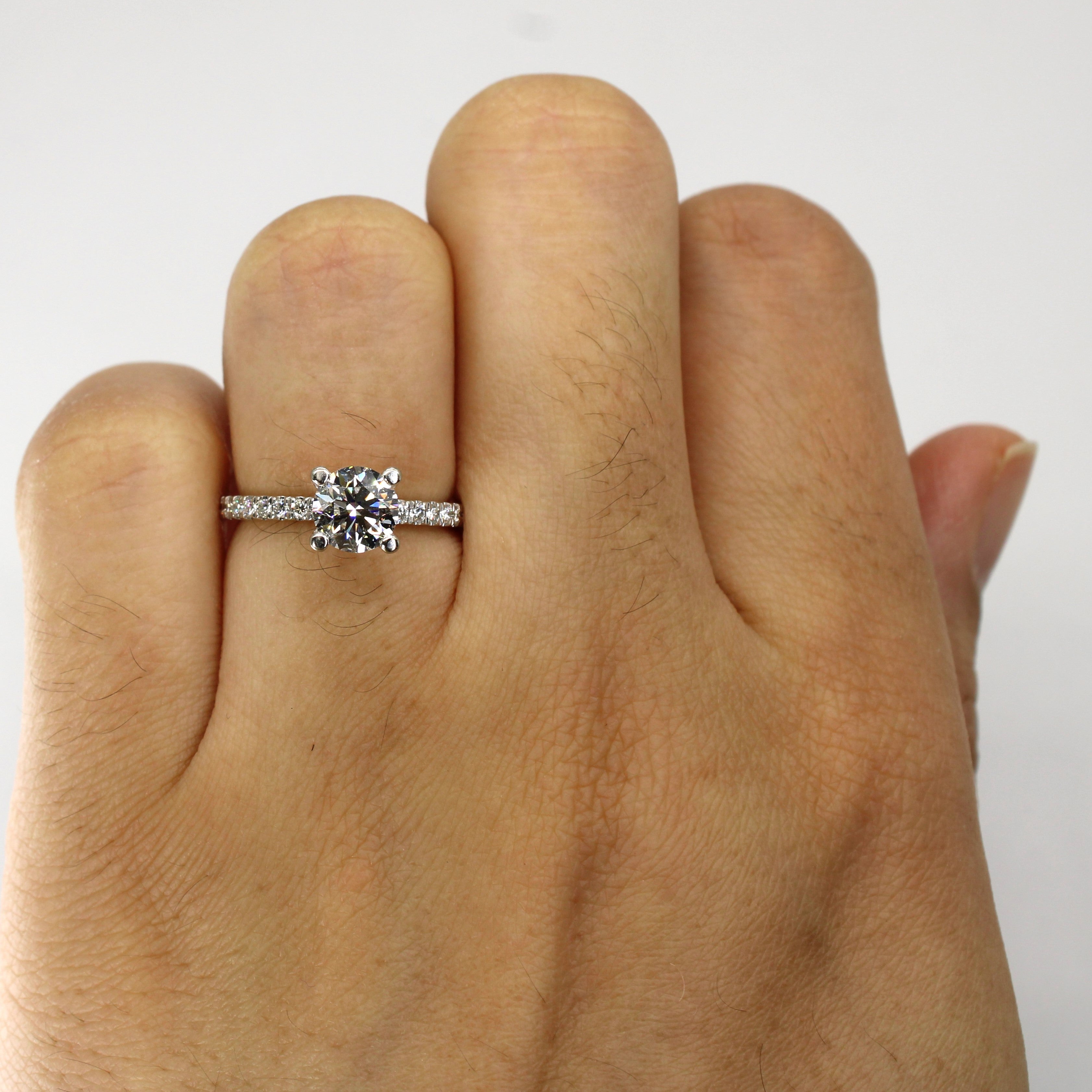 GIA Certified Solitaire with Accents Diamond Engagement Ring | 1.01ctw VS2 G | SZ 4 |