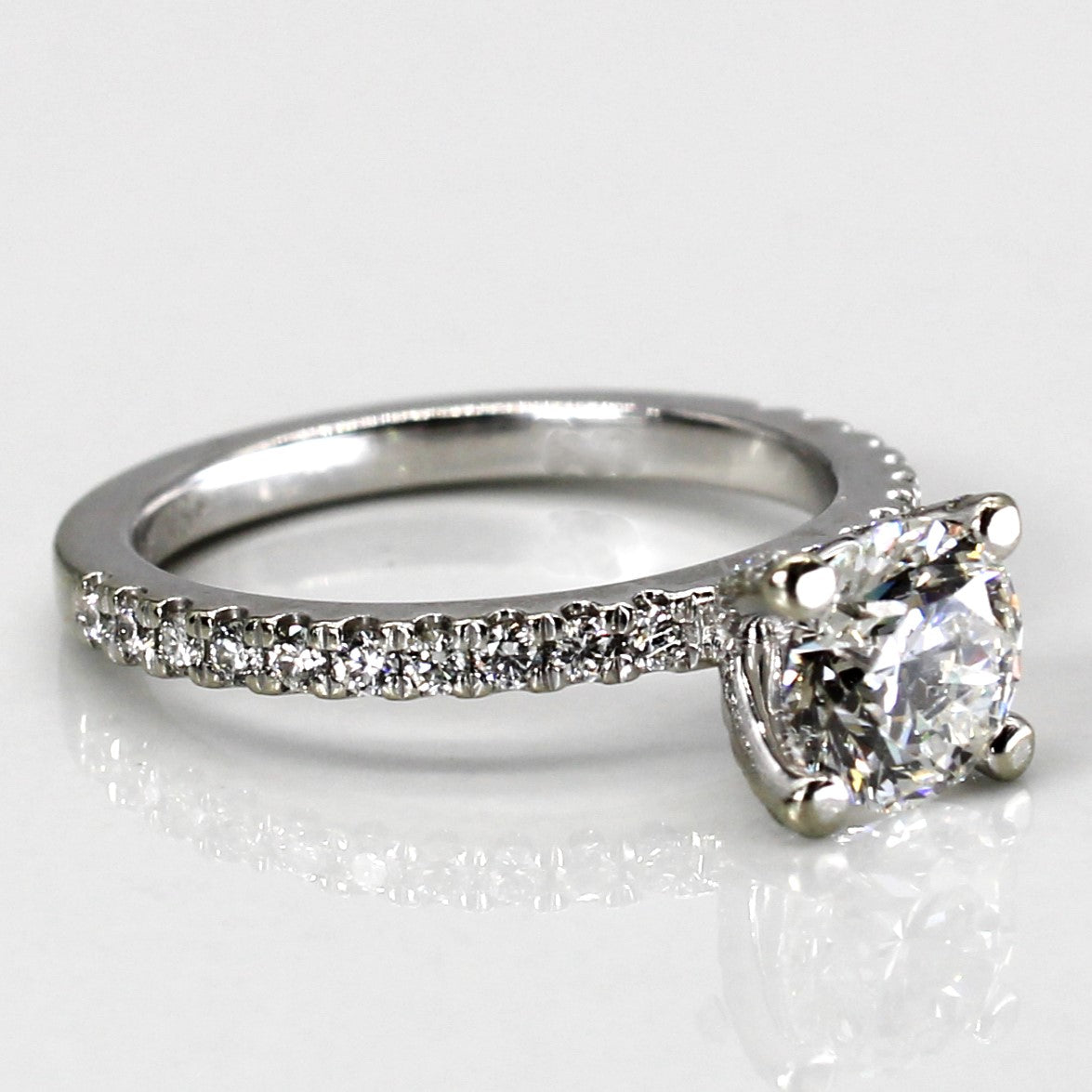 GIA Certified Solitaire with Accents Diamond Engagement Ring | 1.01ctw VS2 G | SZ 4 |