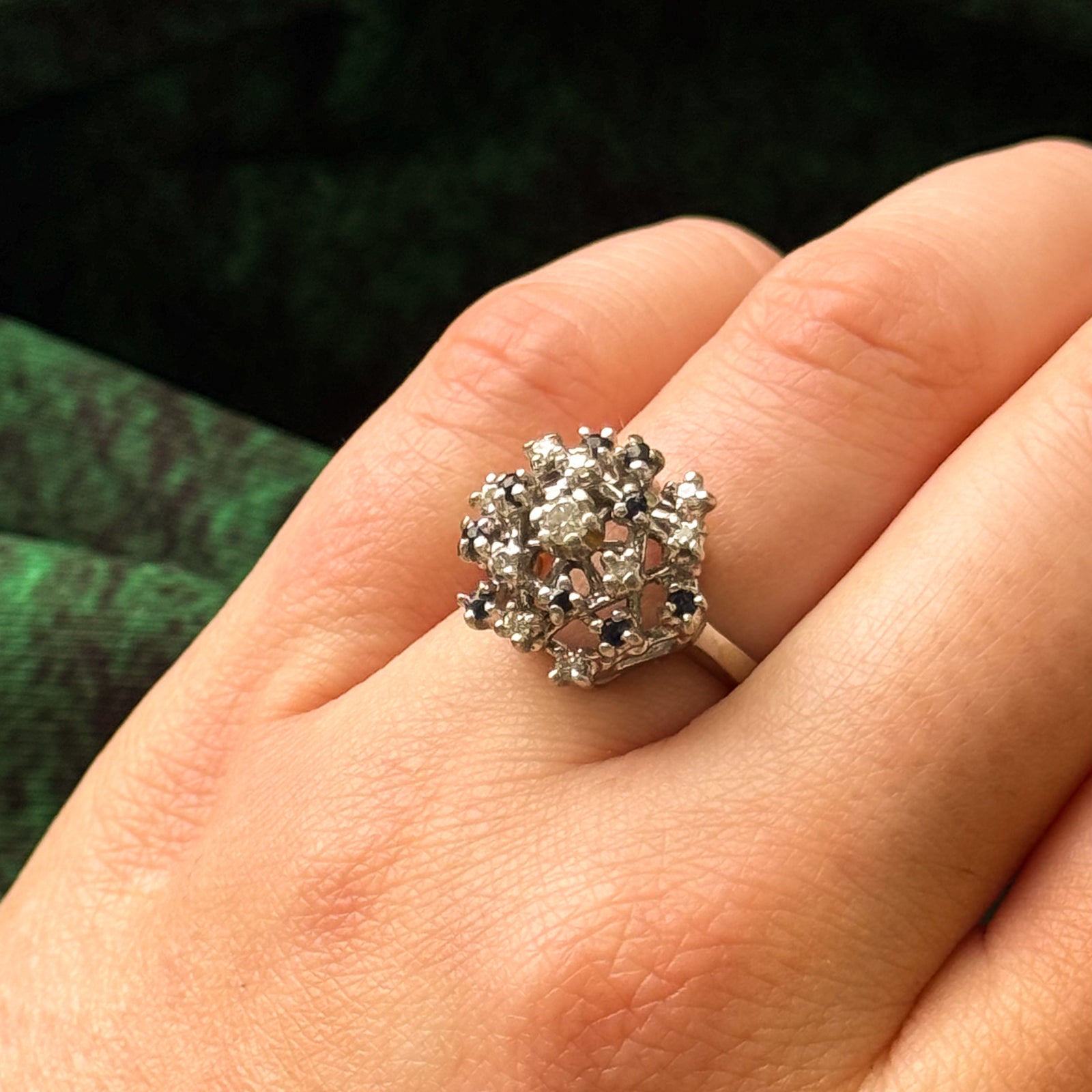 Diamond & Sapphire Cocktail Ring | 0.15ctw, 0.10ctw | SZ 5.5 |
