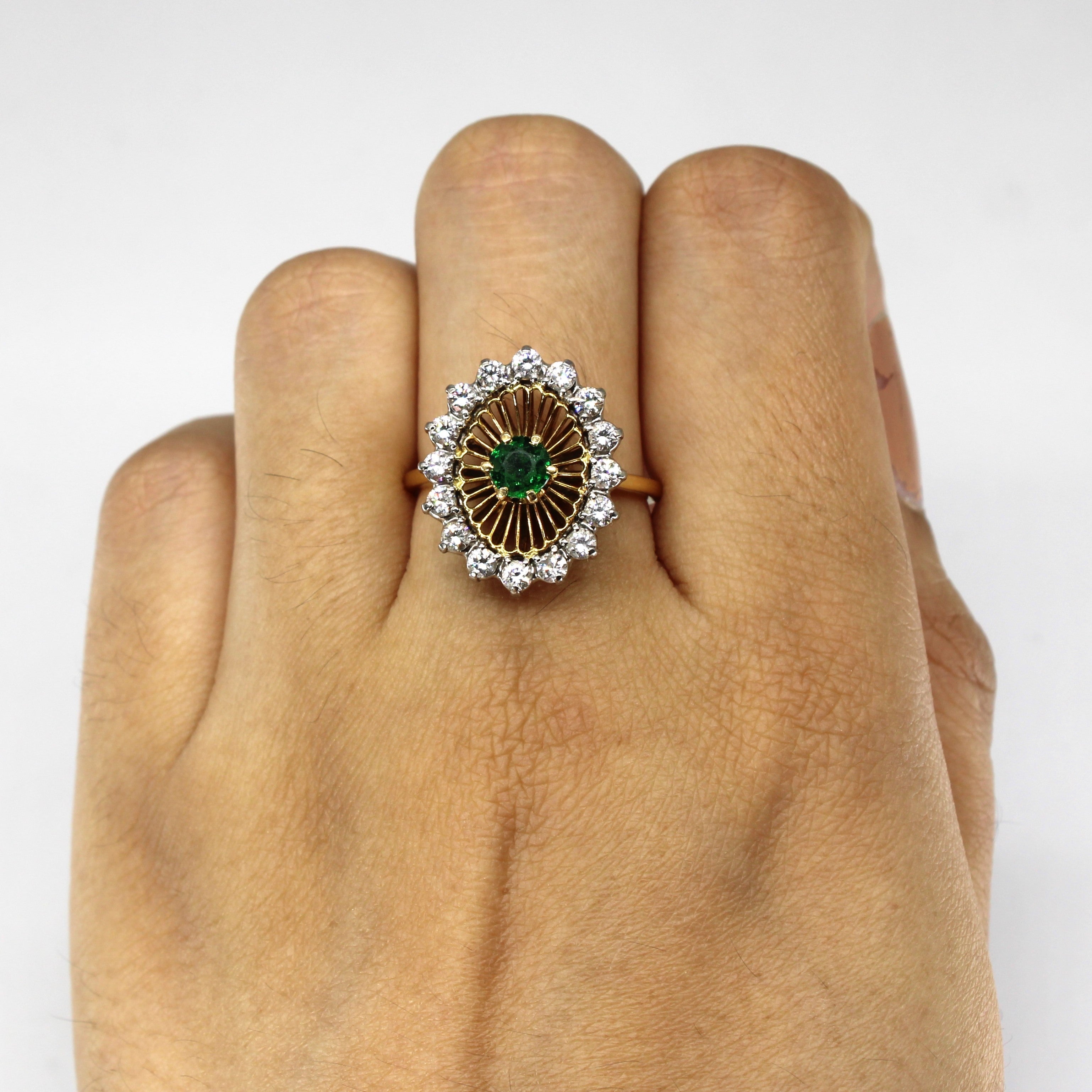 Diamond & Glass Stone Cocktail Ring | 0.64ctw | SZ 7.75 |