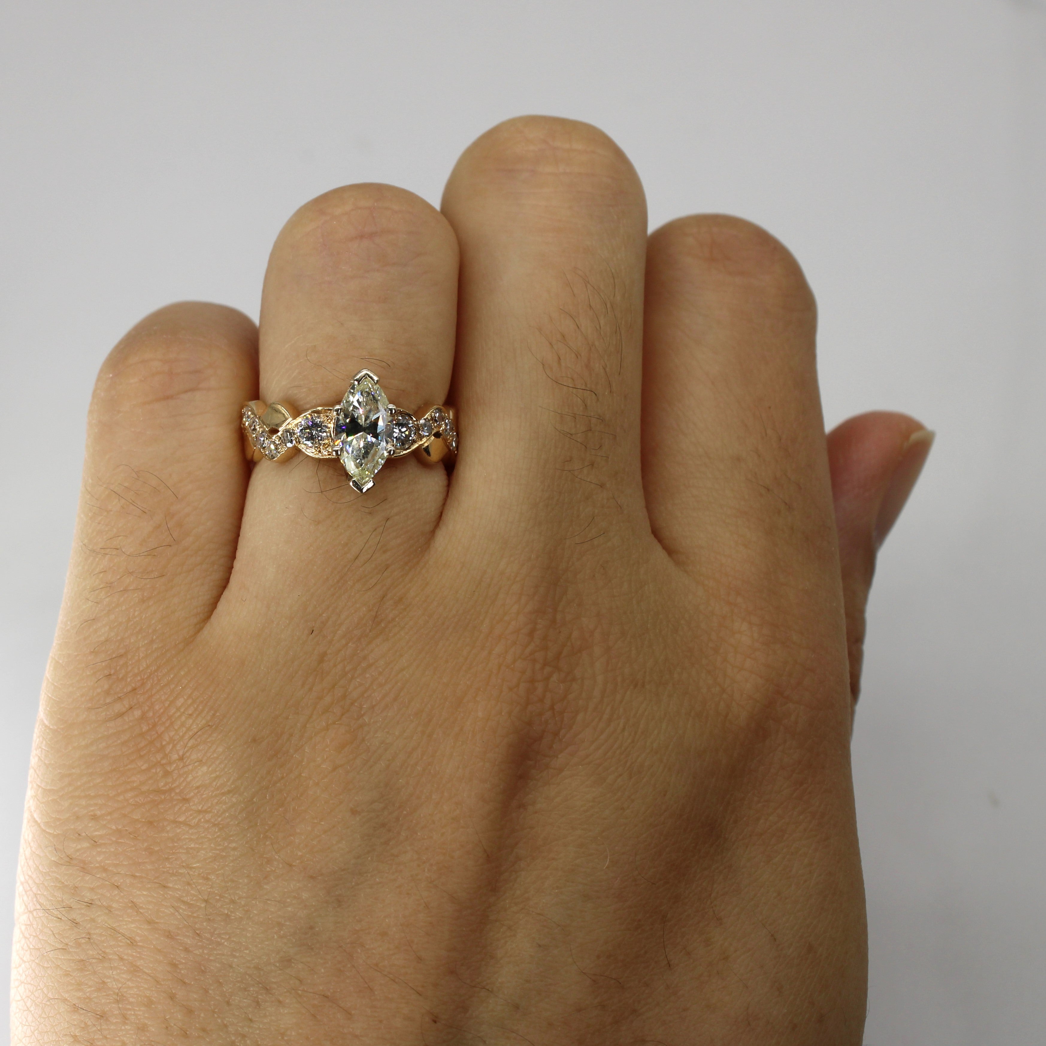 Bague de fiançailles en diamant marquise avec accents | 1,42 ct VS1/VS2 K/L | Taille 5 |