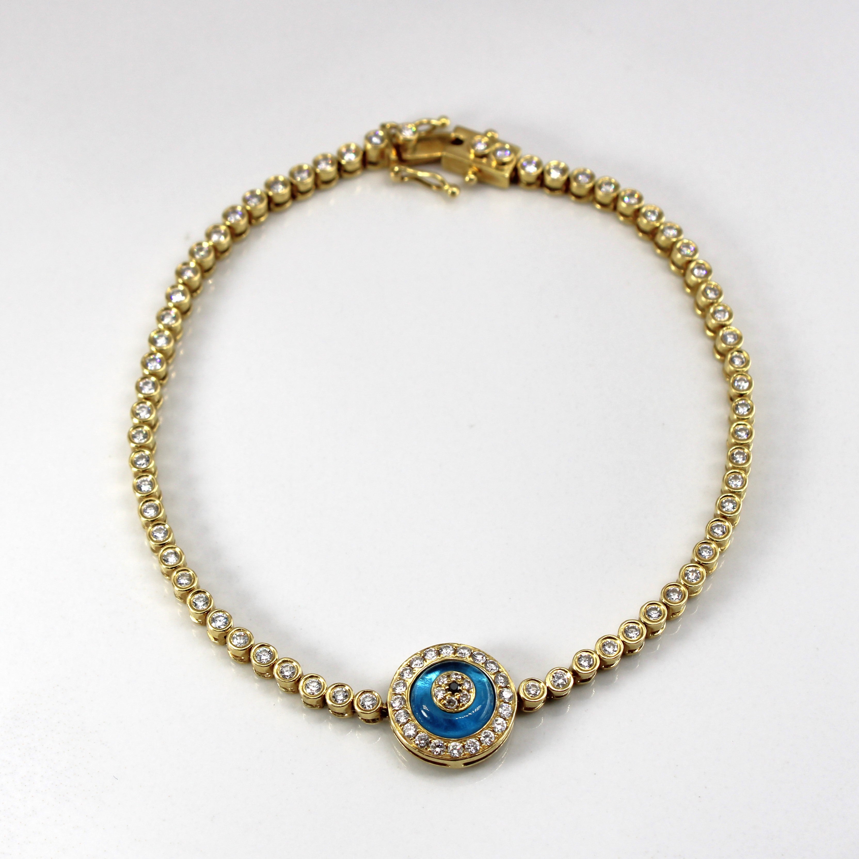 Bracelet à maillons en diamants avec œil maléfique | 1,00 ct | 9 pouces |