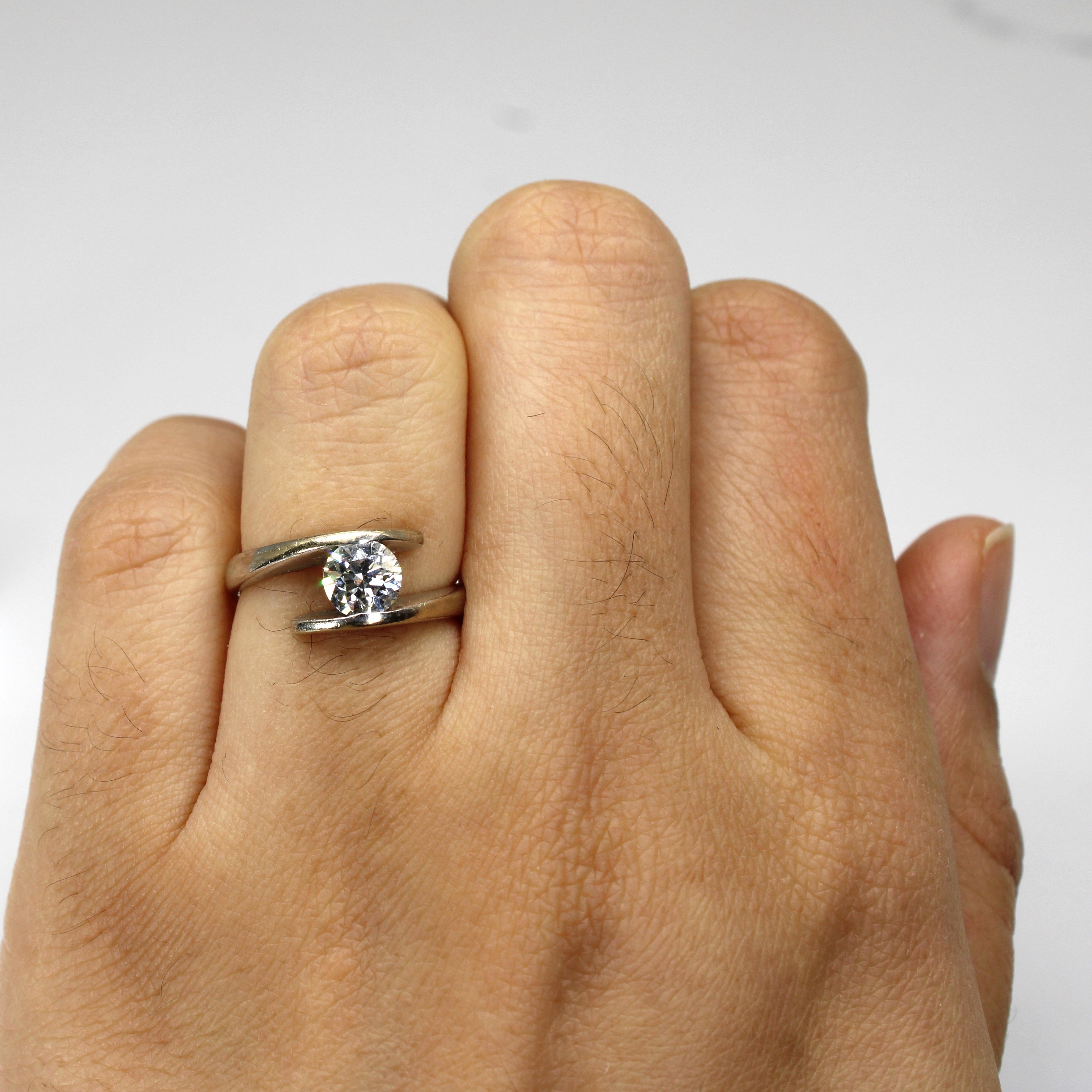 Bypass Solitaire Diamond Ring | 0.70ct SI1 E/F | SZ 4.5 |