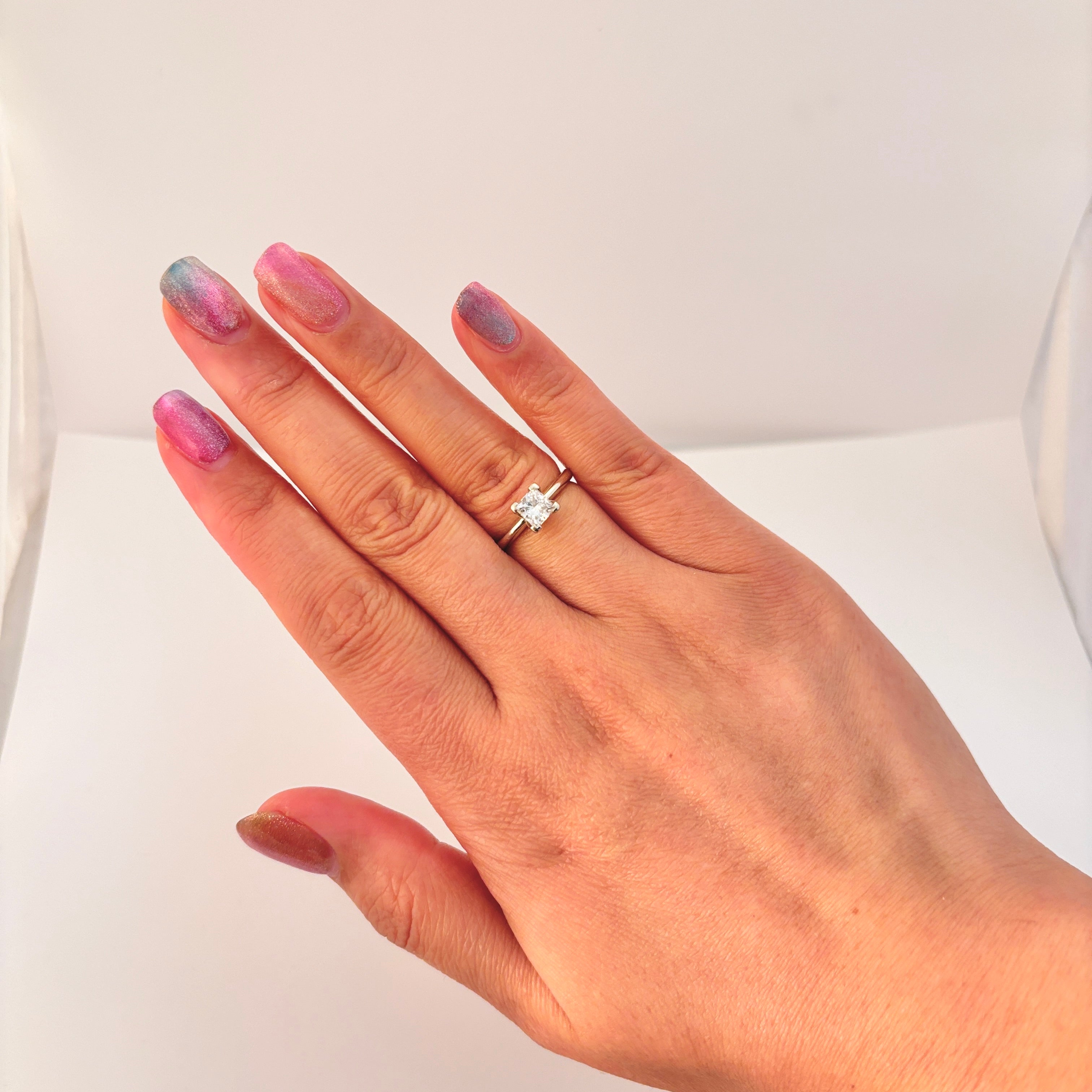 Canadian White Gold Princess Cut Engagement Ring | 0.70 ct VVS2 G | SZ 6 |
