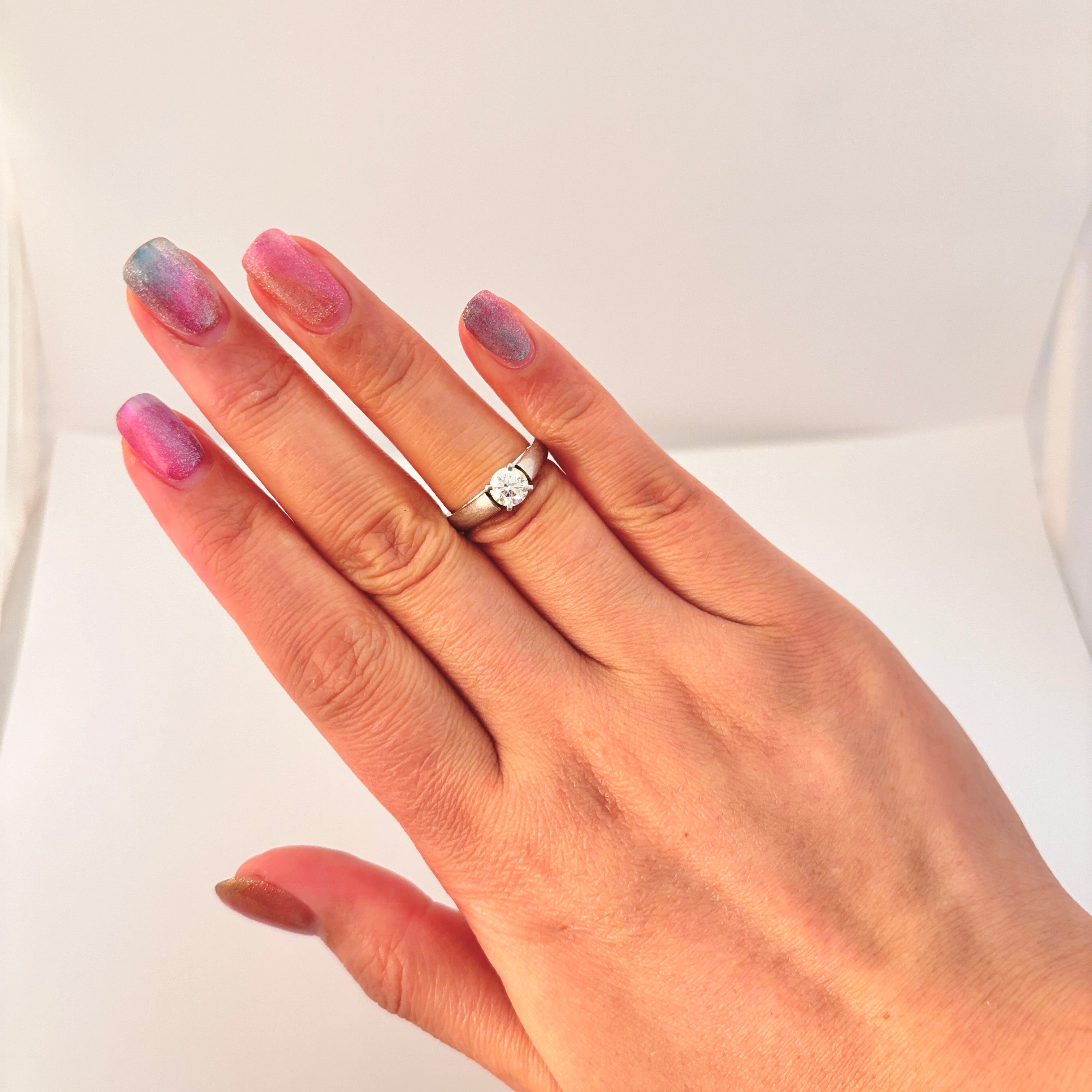 Platinum Hand Solitaire Diamond Ring | 0.64 ct | SZ 4.5 |