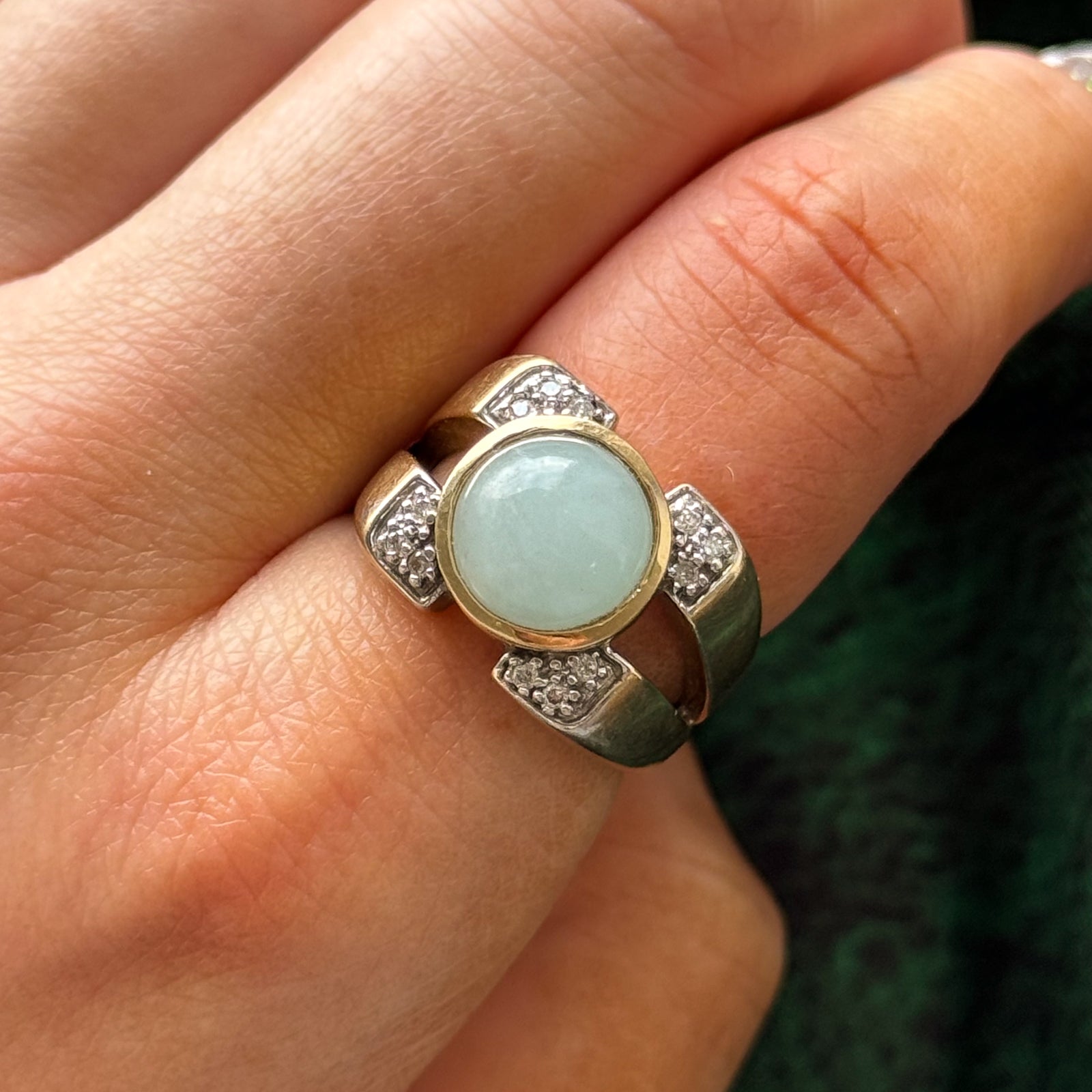 Jadeite & Diamond Cocktail Ring | 5.50ct, 0.06ctw | SZ 7 |