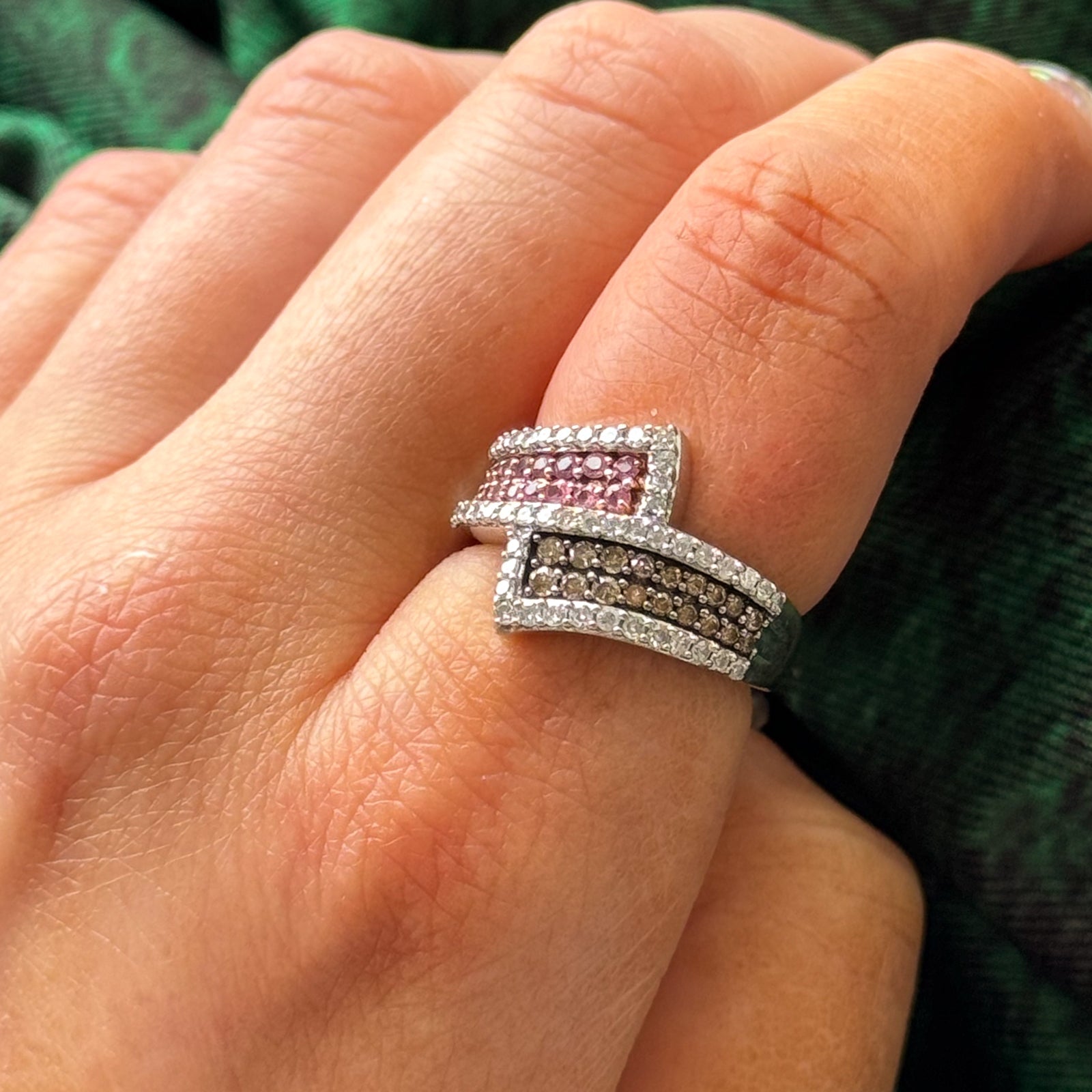 Multi Gemstone Bypass Ring | 0.57ctw | SZ 6.75 |