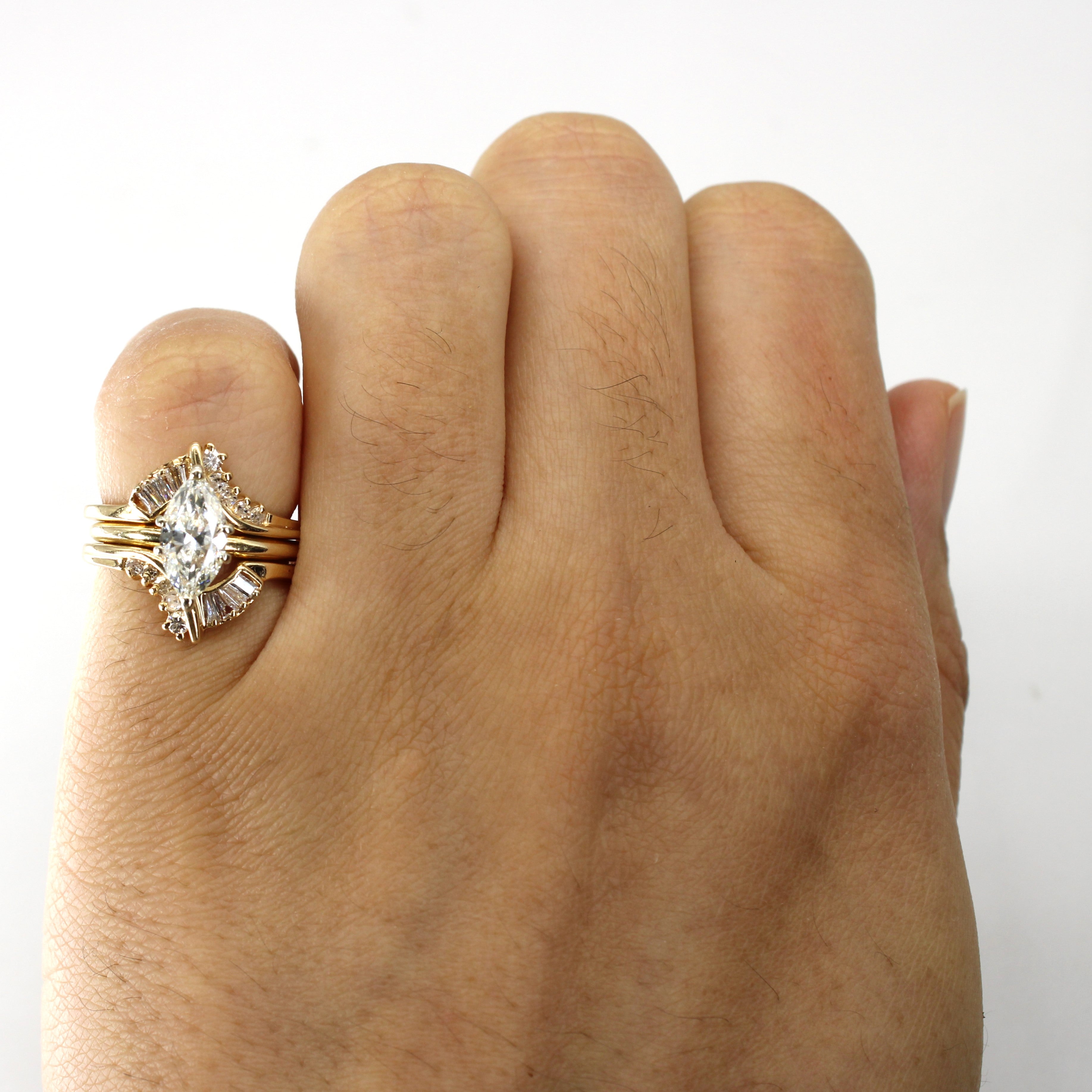 Marquise Diamond Soldered Engagement Ring | 1.26ctw | SZ 3.75 |
