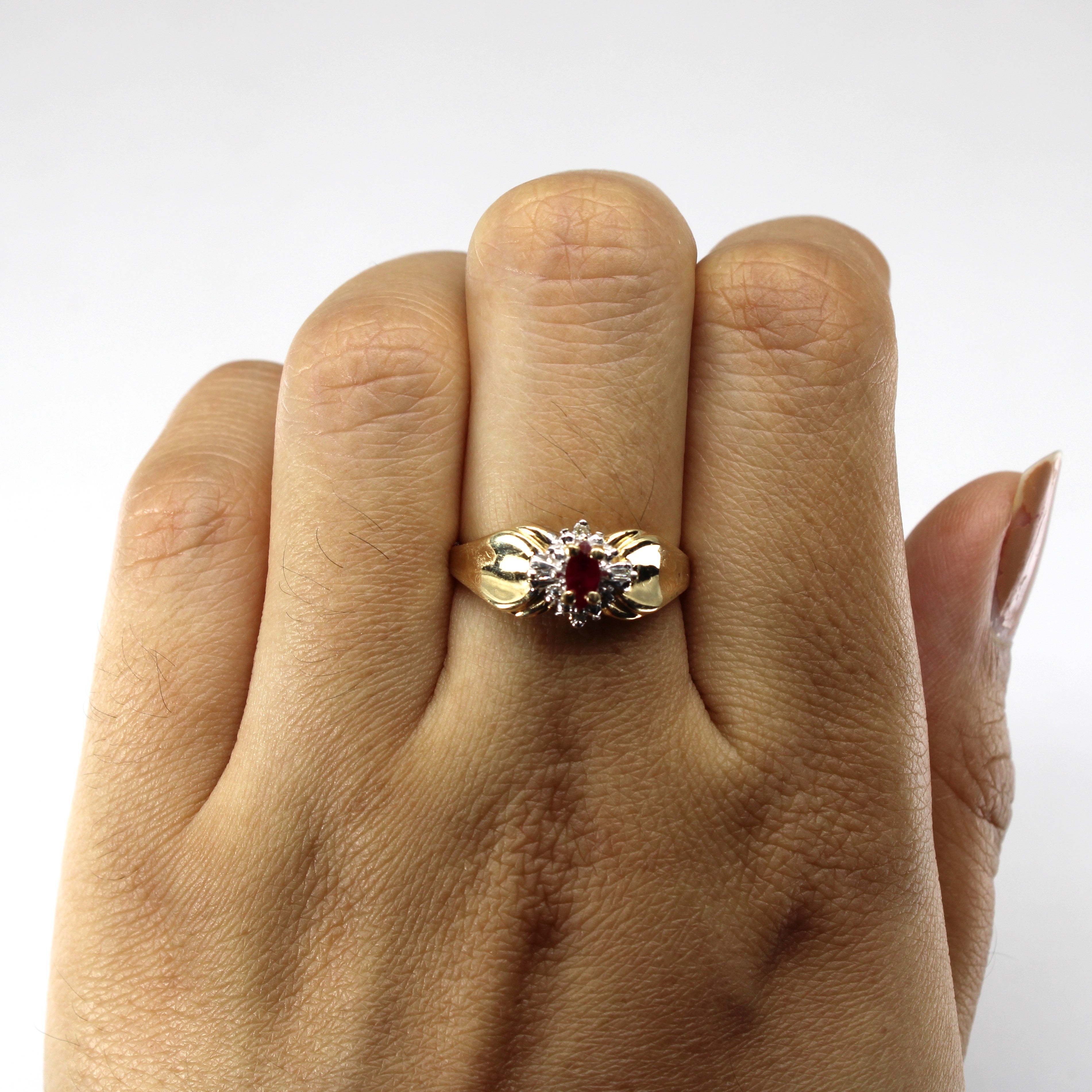 Ruby & Diamond Cocktail Ring | 0.63ct | 0.02ctw | SZ 7 |