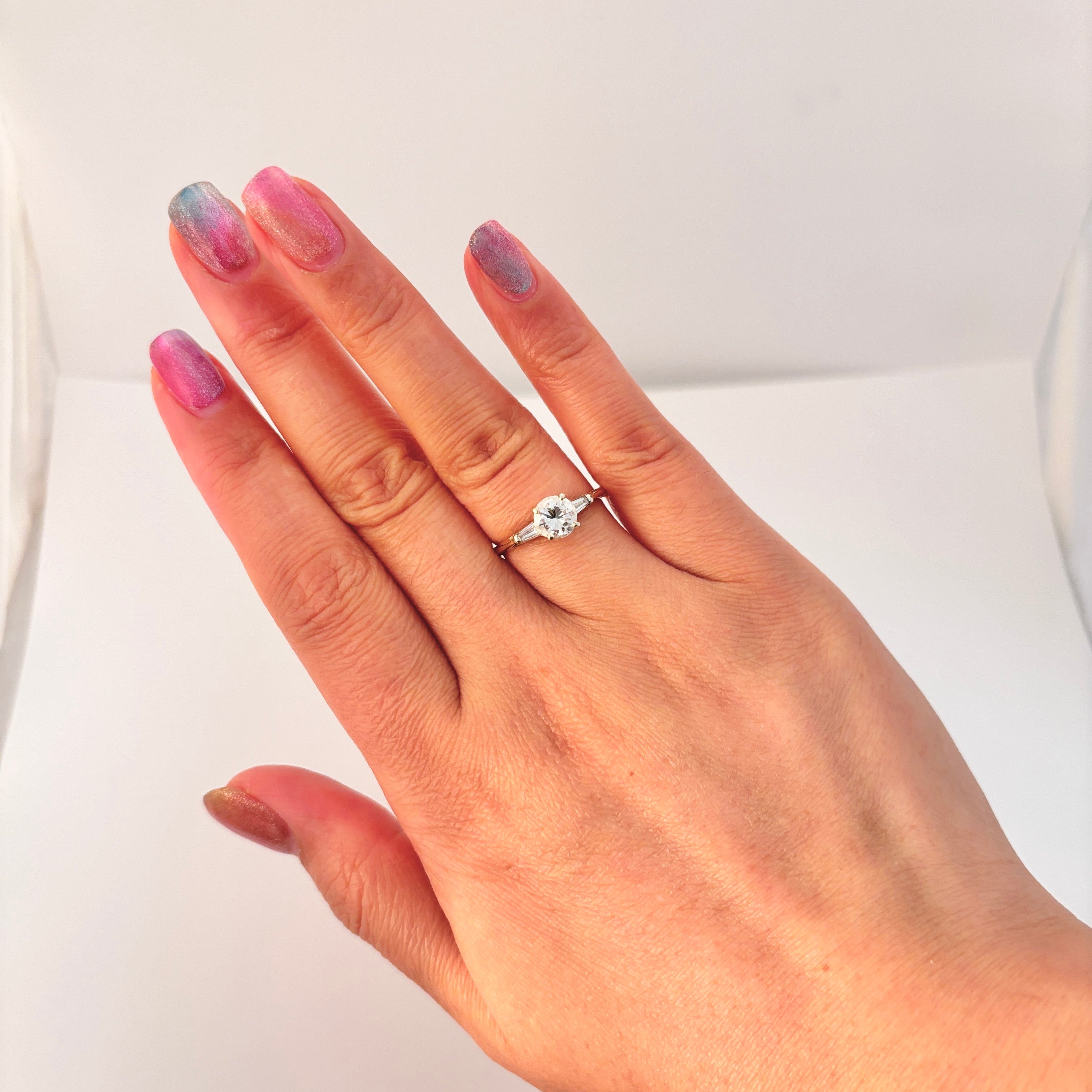 Bague trio en or jaune 14 carats et diamants | 0,82 ct, 0,20 ct au total | Taille 7,25 |