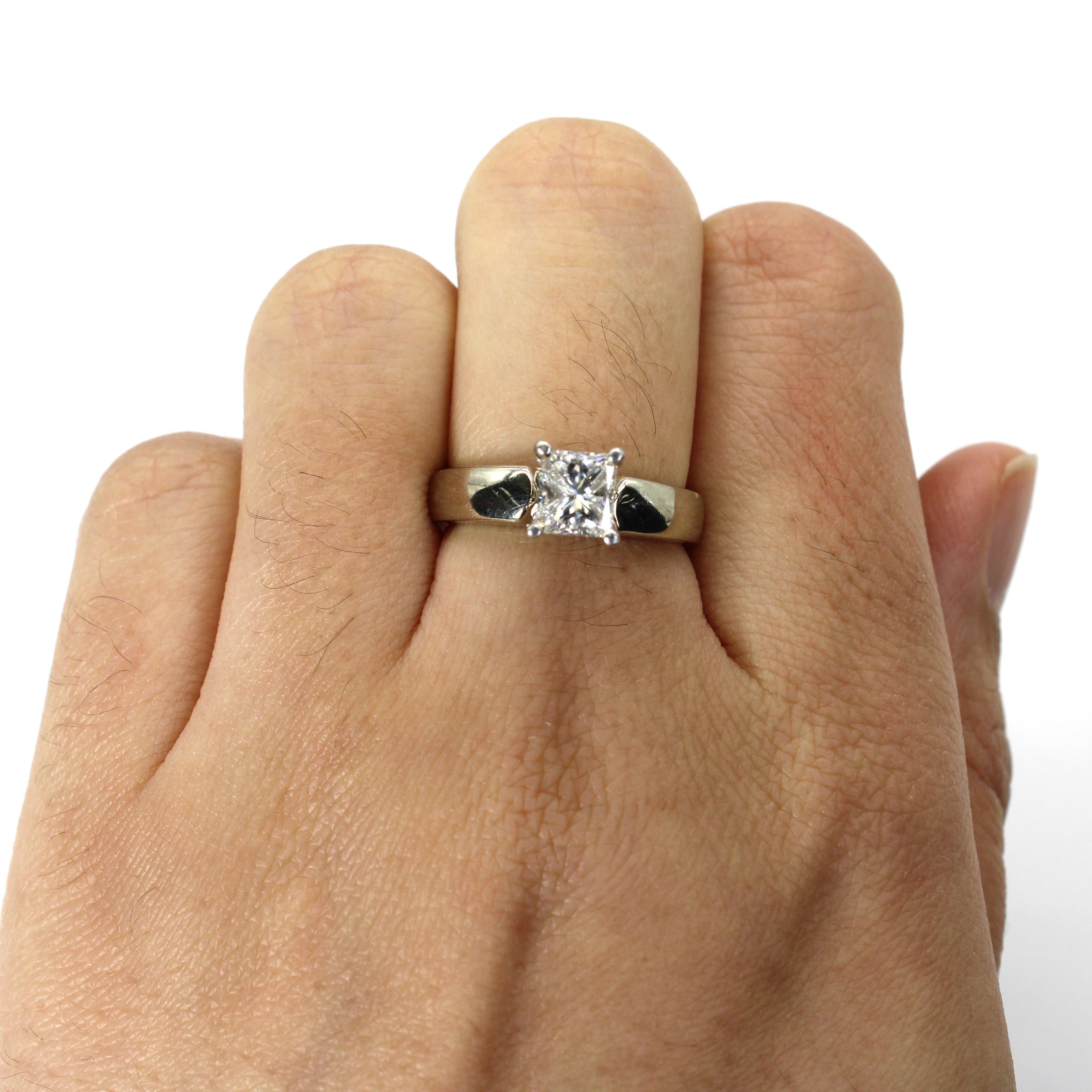 Solitaire Princess Diamond Engagement Ring | 1.02ct VVS2/VS1 G/H | SZ 6 |