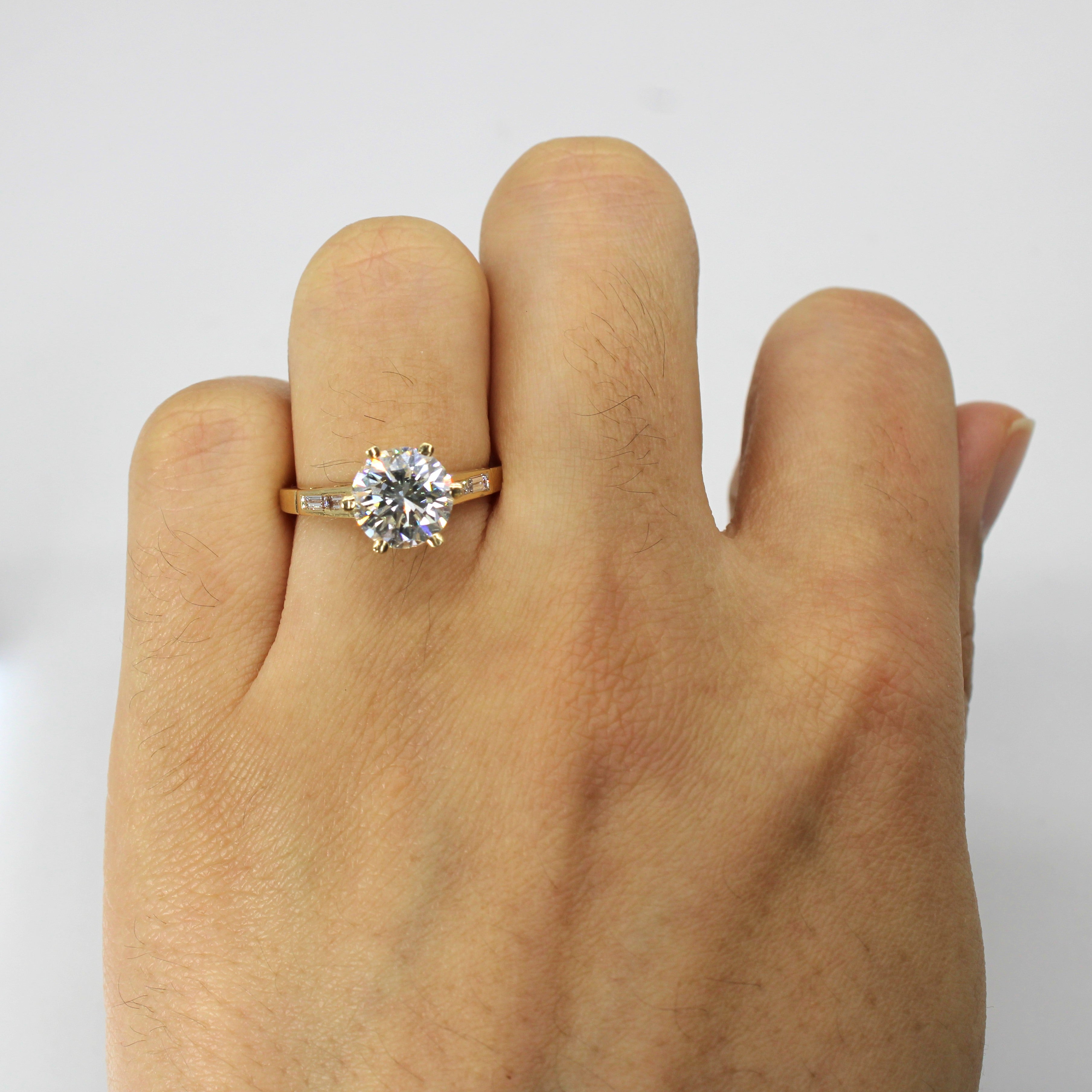 Bague de fiançailles solitaire avec diamants d'accent | 1,99 ct SI1/SI2 G/H | Taille 5,75 |