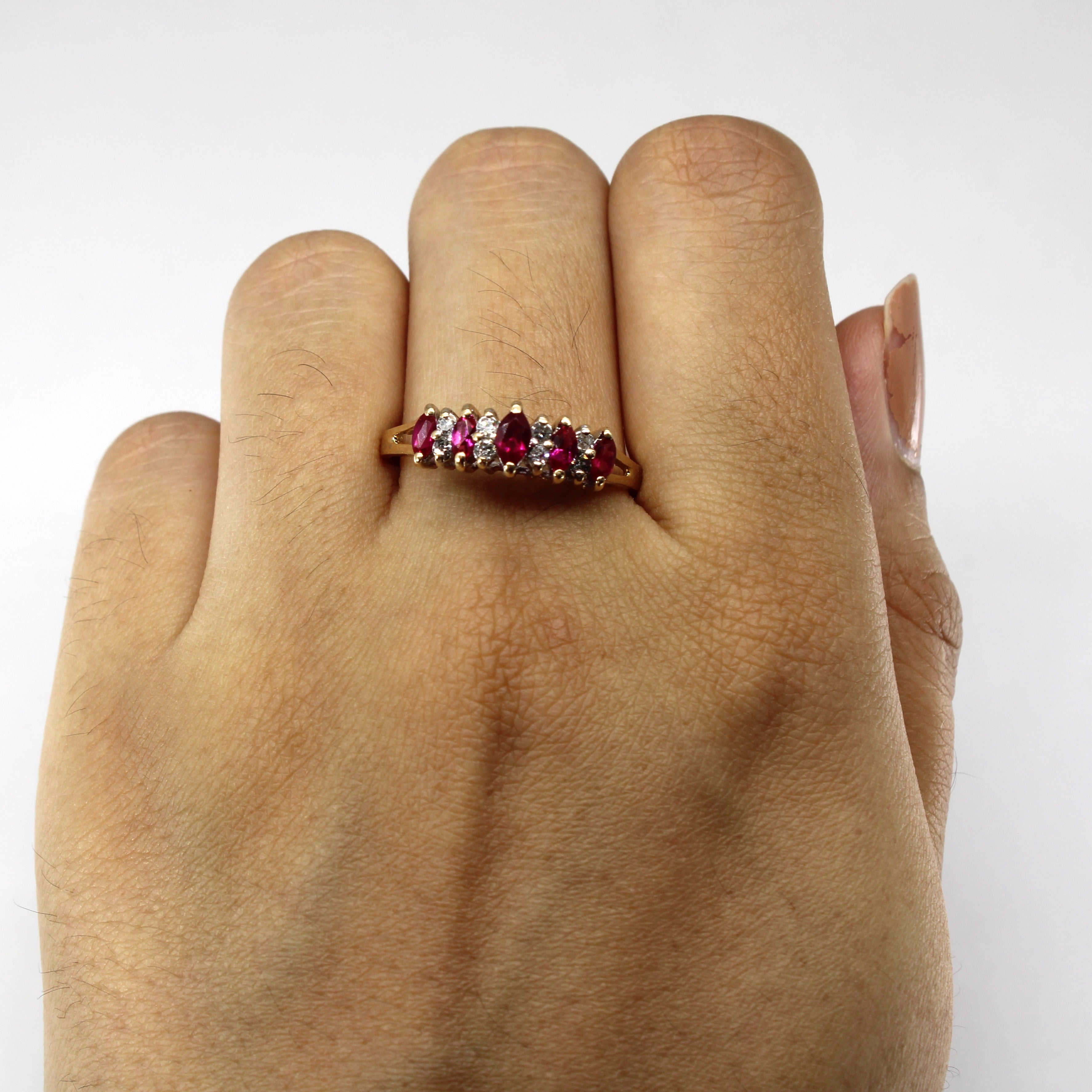High Set Ruby & Diamond Ring | 0.68ctw | 0.08ctw | SZ 10.75 |