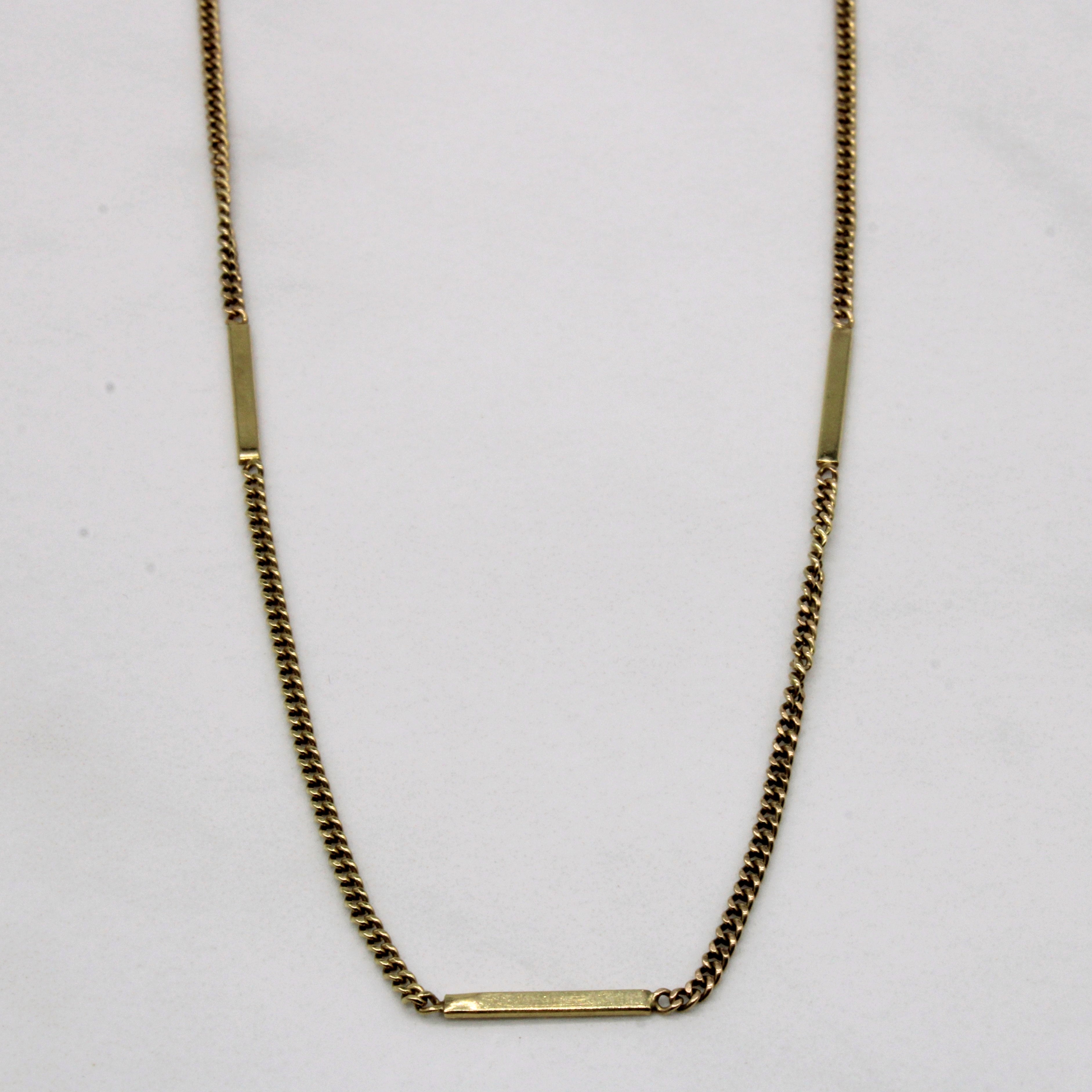 10k Yellow Gold Bar Link Necklace | 24" |