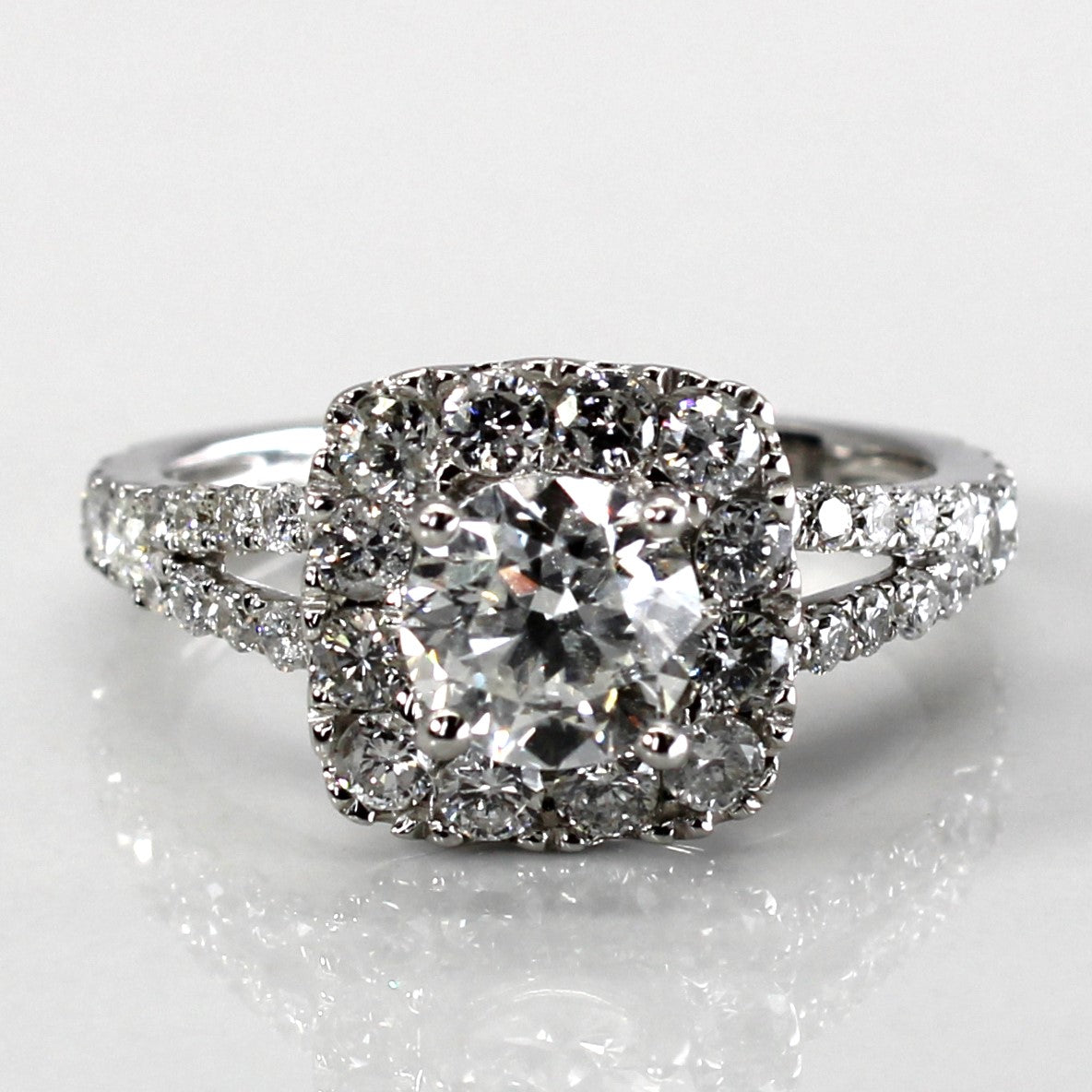 Halo Diamond Engagement Ring | 1.72ctw I1 E/F | SZ 6.5 |