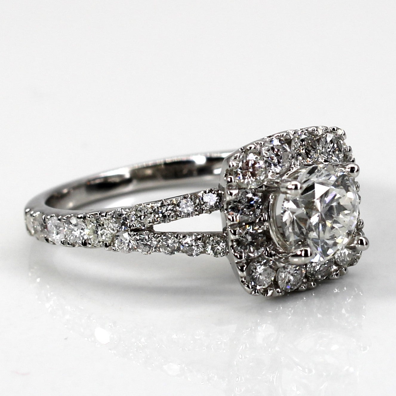 Halo Diamond Engagement Ring | 1.72ctw I1 E/F | SZ 6.5 |