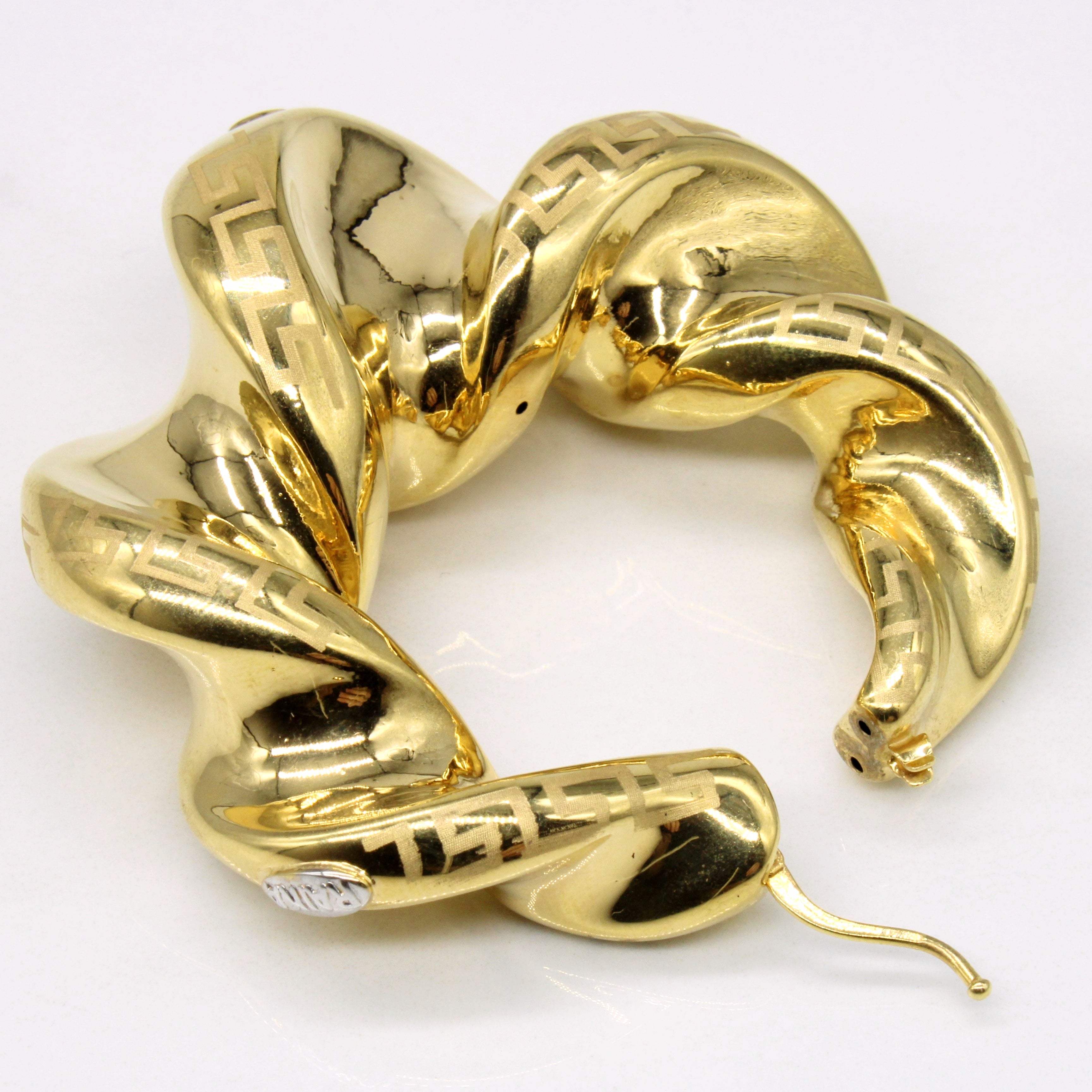 Italian 18k Yellow Gold Twisted Hoop Earrings