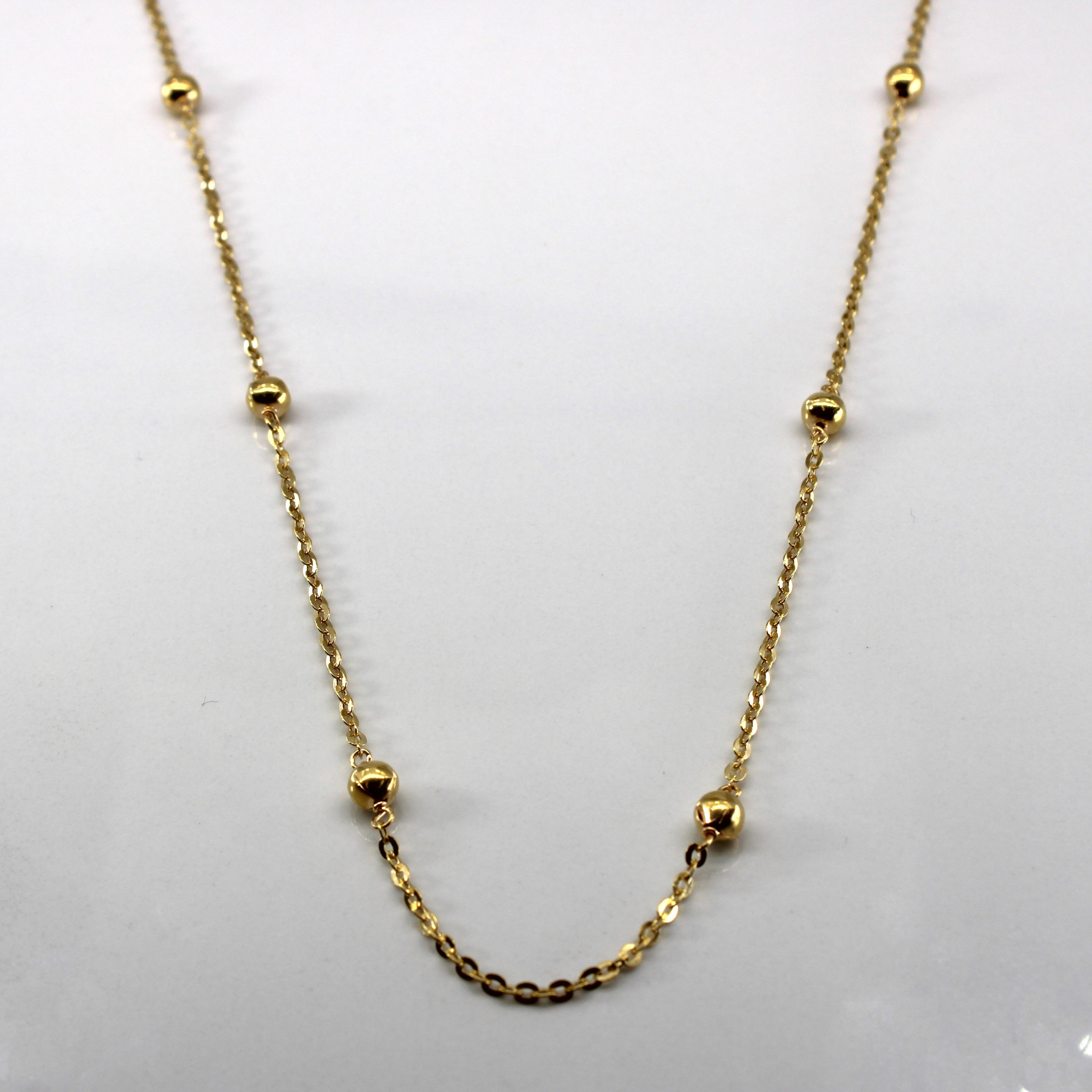 Rolo Chain with Beads Gold Necklace | 46"|